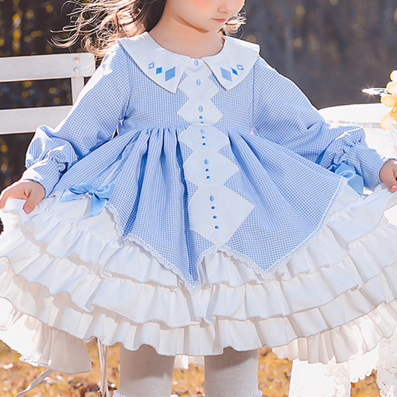 Lolita Baby Girl Princess Puffy Dress with Lattice Design - Perfect for Birthday Parties, Photo Shoots & Special Occasions