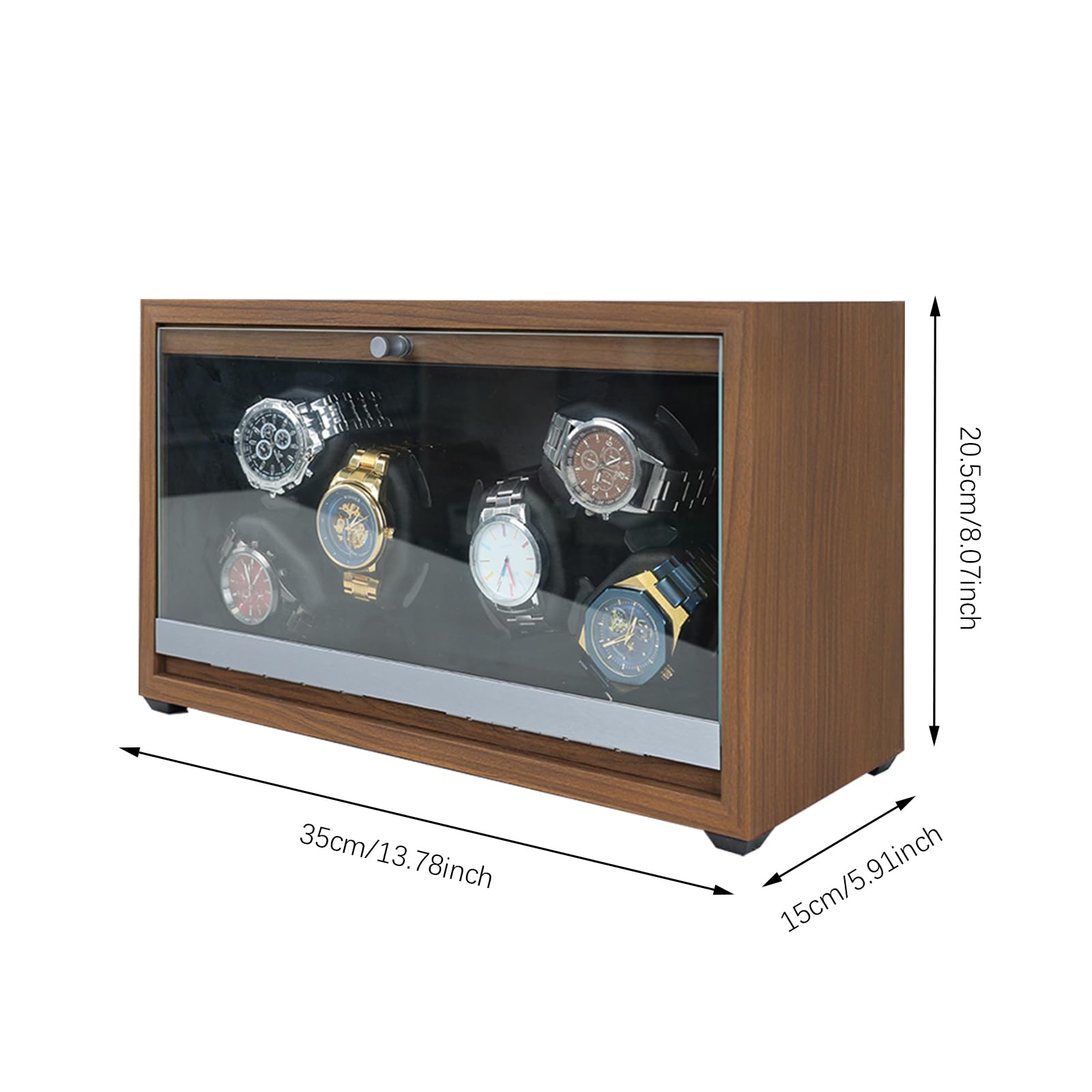 6-Slot Automatic Watch Winder with Serenity Backlight - Super Quiet Motor, USB Powered Wooden Watch Case with Soft Pillows for Men & Women | Perfect for Watch Collection Storage, Display & Maintenance