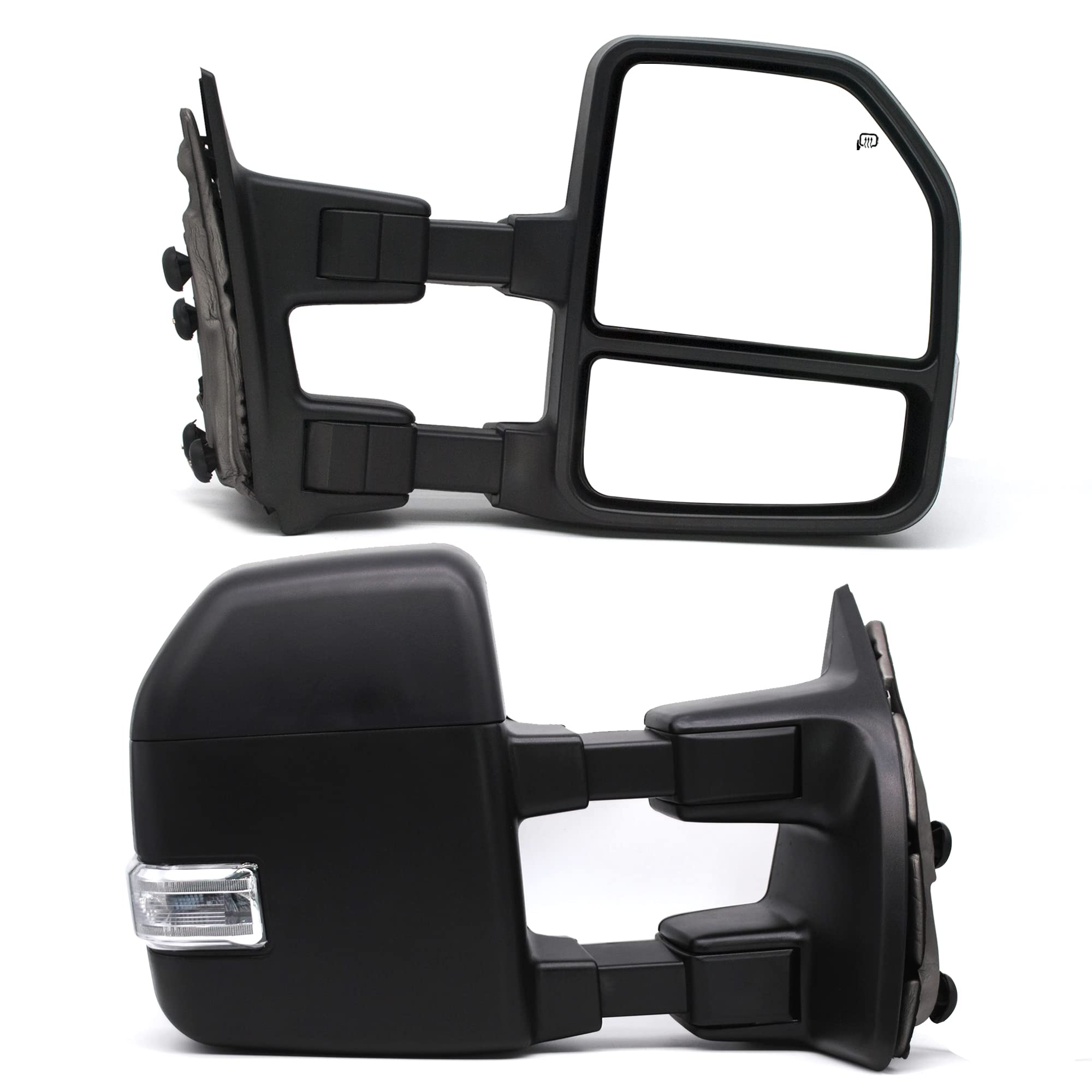 BOOLEE Manual Extendable Towing Mirrors for Ford F250 F350 F450 F550 Super Duty (1999-2016) - Black Folding Truck Mirrors with Glass Adjustment | Perfect for Towing Trailers, Campers & Heavy Loads
