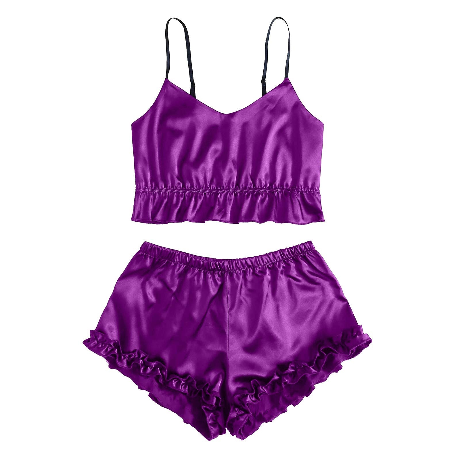 Plus Size Women's Lingerie Pajama Set - Sexy Lace & Satin Sleepwear for Curvy Women - Comfortable Nightwear for Valentine's Day, Honeymoon or Romantic Evenings