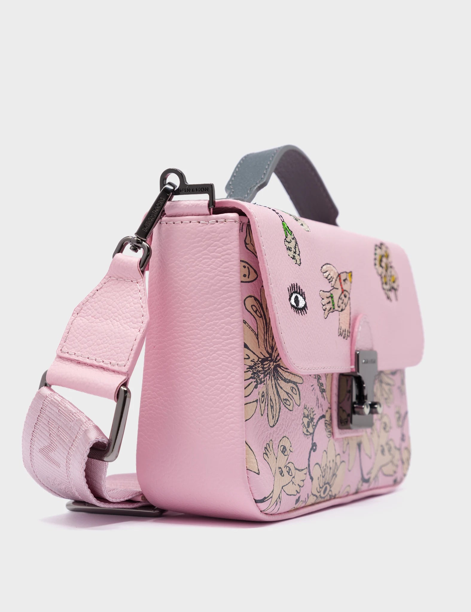 Amantis Parfait Pink Leather Crossbody Mini Handbag with Floral Design - Perfect for Date Night, Parties & Everyday Use