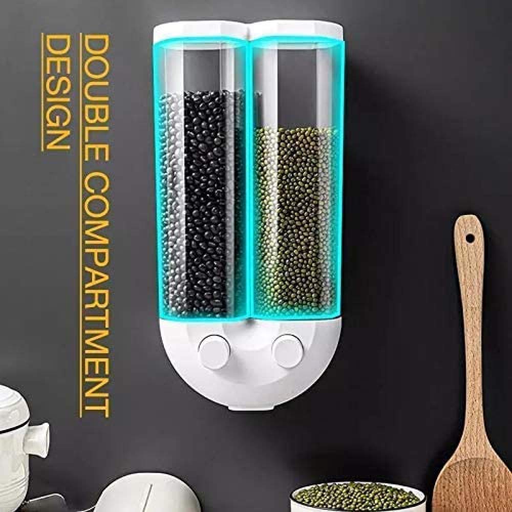 White Wall Mounted Cereal Dispenser Tank - Leakproof & Sealed Kitchen Storage Container for Grains, Cereal, and Dry Foods | Perfect for Pantry Organization and Easy Breakfast Serving