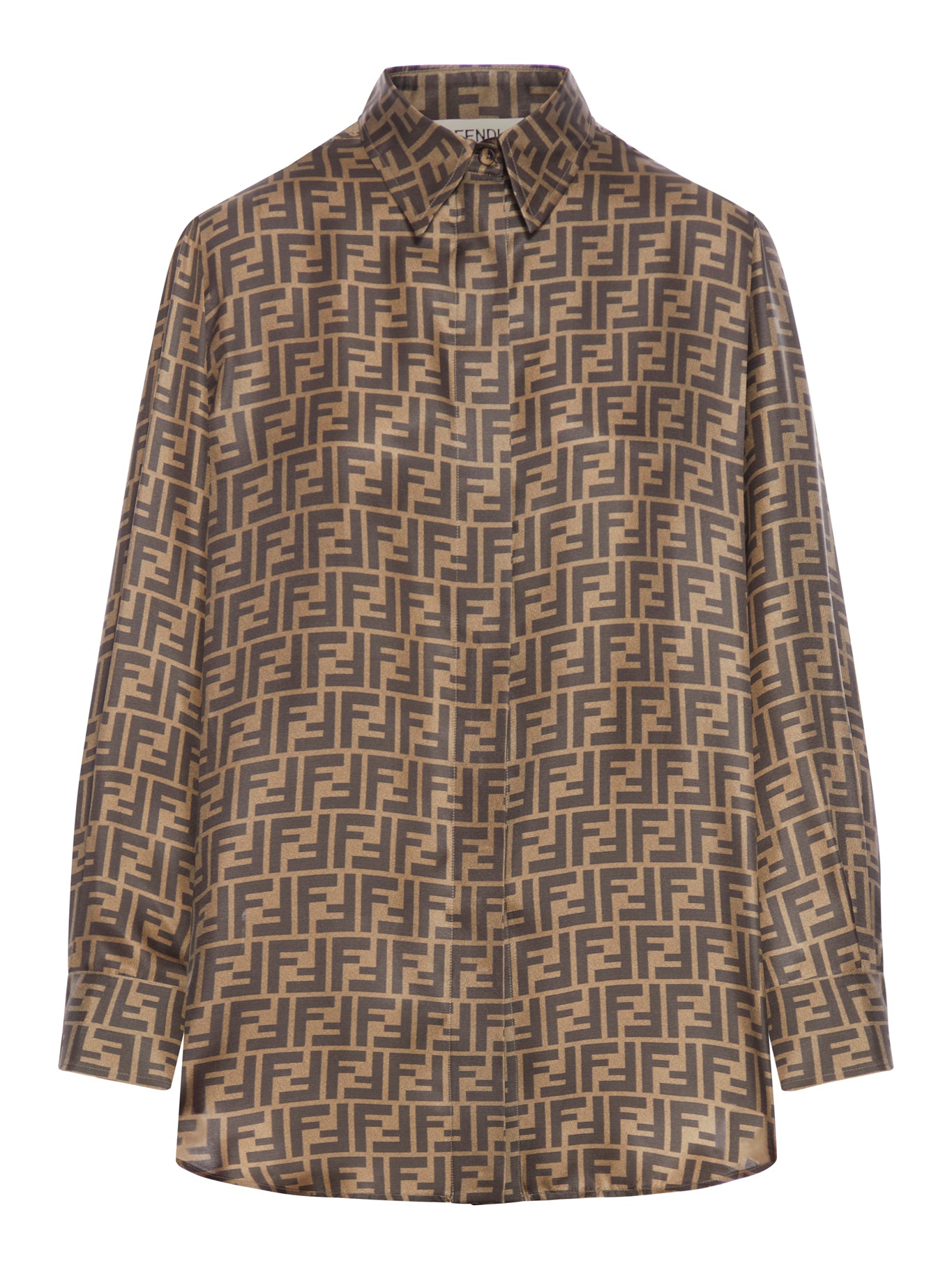 Luxury Brown FF Silk Shirt for Women - Elegant & Comfortable Blouse for Office, Party & Special Occasions