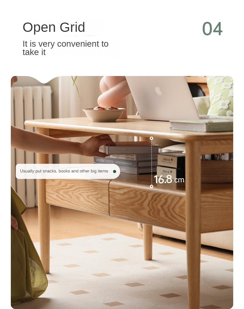 Solid Oak Wood High Leg Coffee Table - Modern Living Room Furniture for Home Decor & Relaxation