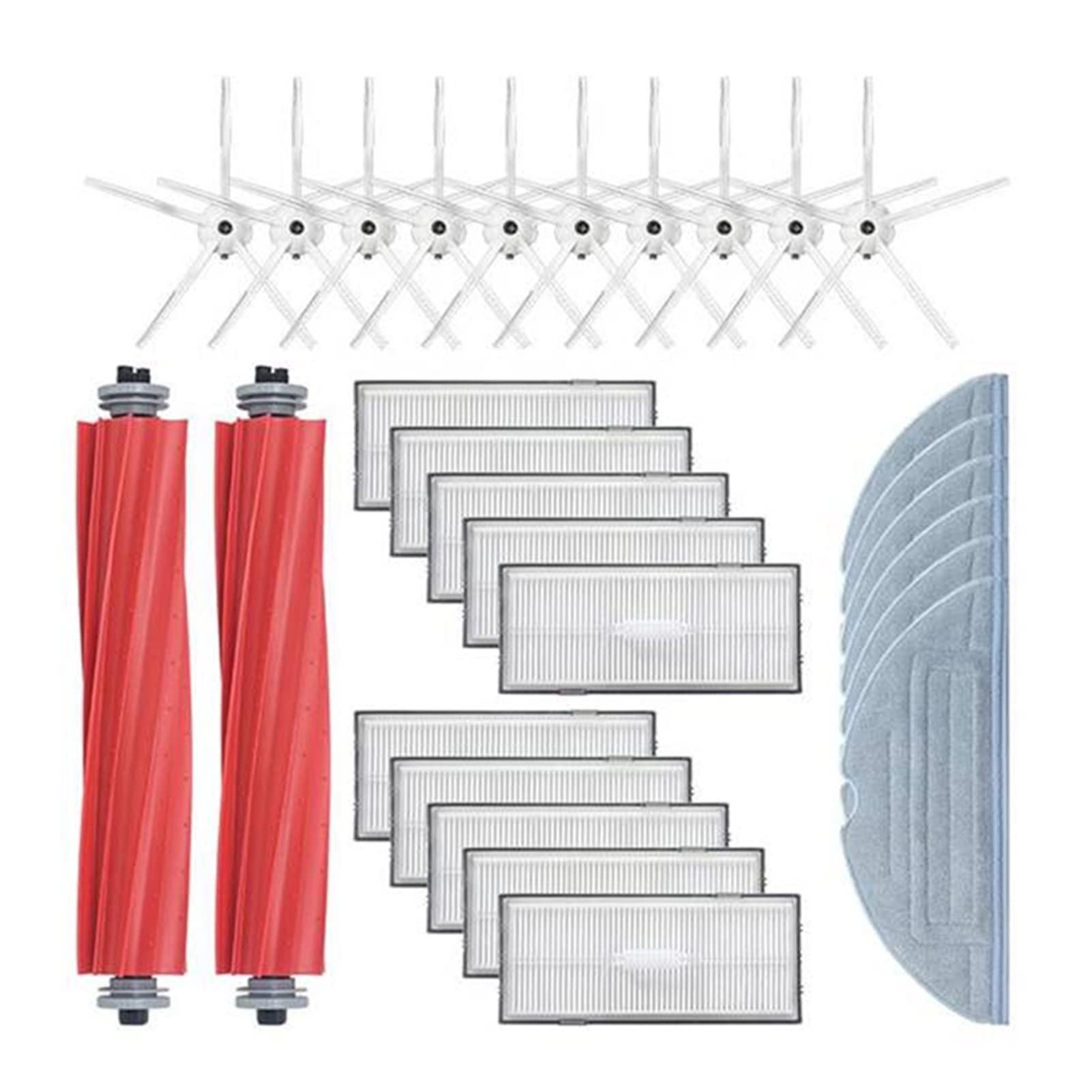 Roborock S7 T7S Vacuum Cleaner Accessories Kit - HEPA Filter, Detachable Rubber Main Brush, Mop Cloth & Side Brush - Compatible Replacement Parts for Floor Cleaning - Perfect for Pet Hair, Hardwood & Tile Floors