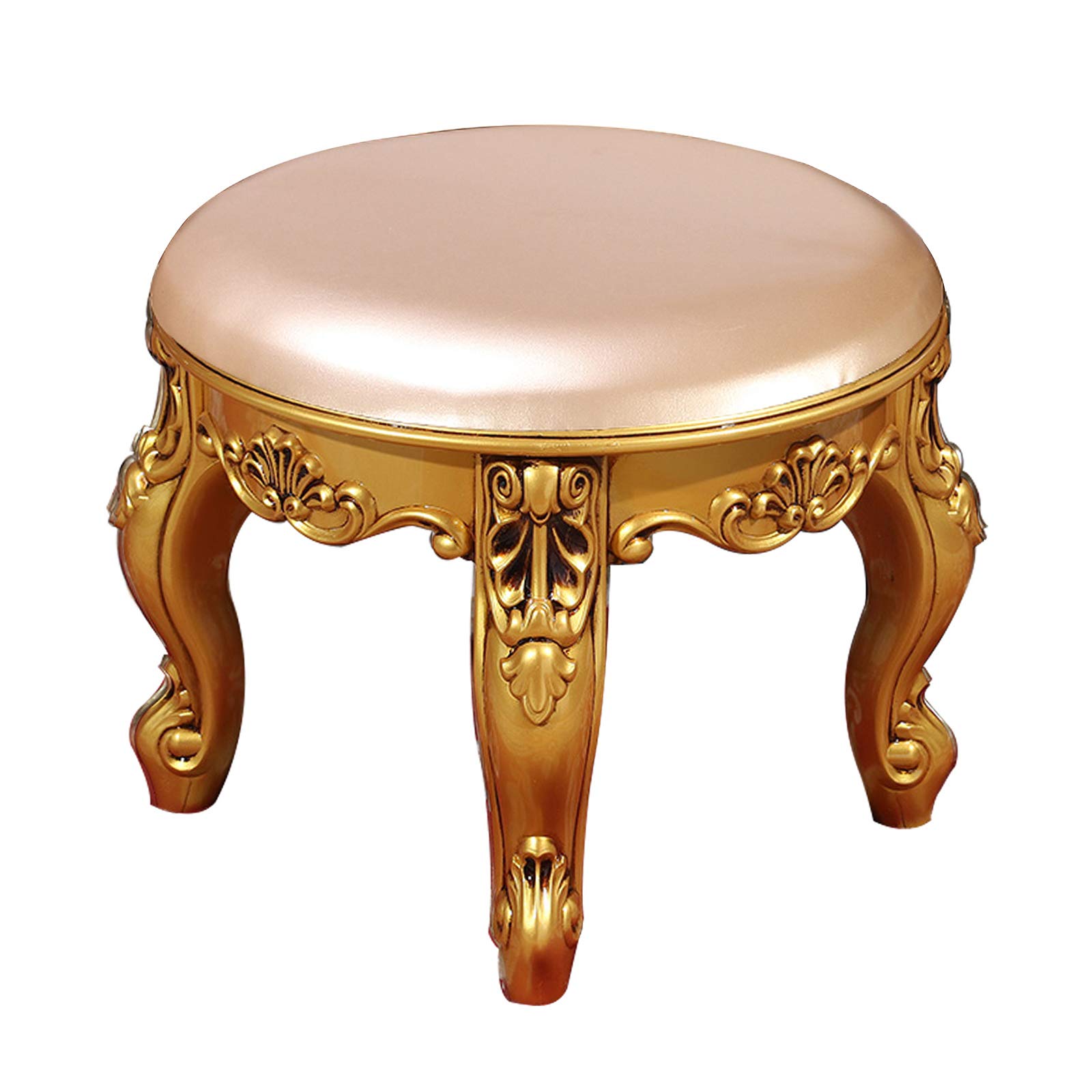 Vintage Round Vanity Stool with ABS Legs - 175kg Capacity Dressing Table Bench, Retro Makeup Stool for Bedroom, Boudoir & Dressing Room (Perfect for Makeup Application, Shoe Changing & Relaxing)