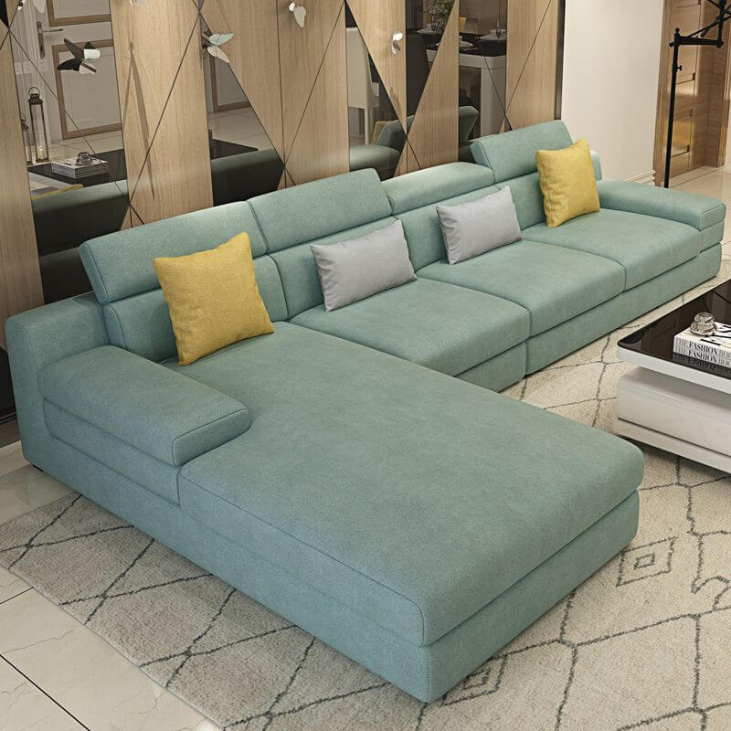 L-Shaped Sectional Sofa with Left-Facing Chaise - Standard Foam Cushions, Adjustable Headrest & Hidden Support - Perfect for Living Room, Home Theater or Family Room