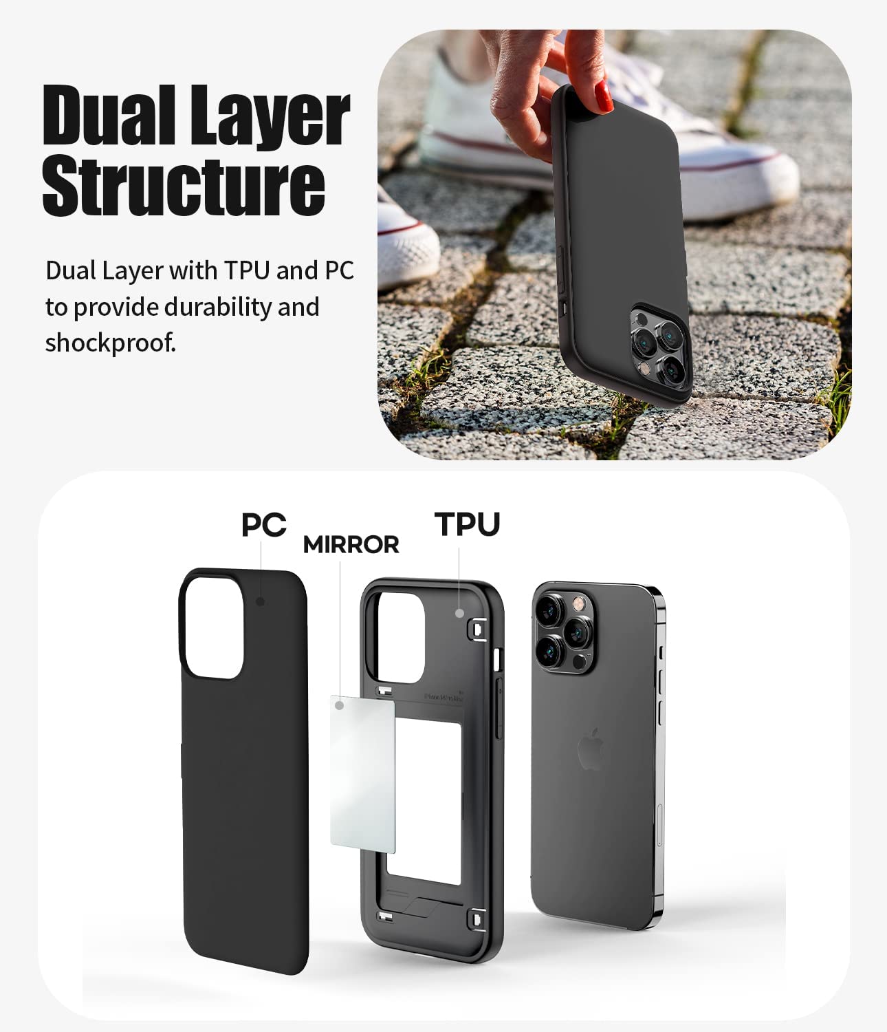 iPhone 14 Pro Max Case with Card Holder & Magnetic Auto-Closing - Slim Wallet Phone Cover for Secure Protection (Black) | Perfect for Everyday Use, Travel & Business Meetings
