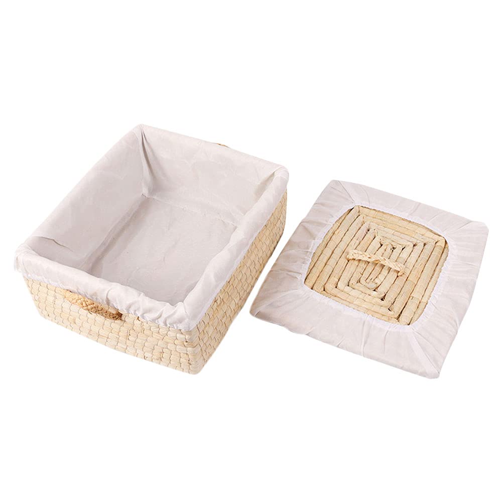 DOITOOL 1-Piece Beige Woven Storage Basket - Home & Office Desktop Organizer for Bread, Fruits, Straws, Snacks - Perfect Gift Basket for Kitchen, Dining Room, or Housewarming