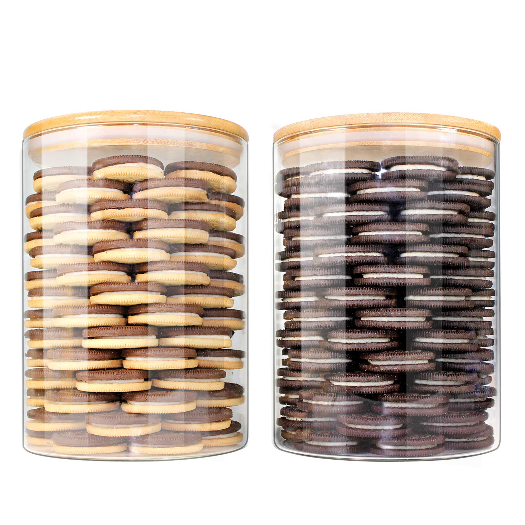 Airtight Glass Jars with Bamboo Lids - 100oz Large Food Storage Containers Set for Flour, Sugar & Pantry Organization - Perfect for Kitchen, Baking & Bulk Food Storage