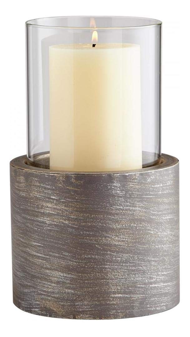 12.25 Inch Tall Graphite Valerian Iron and Glass Candle Holder - Elegant Home Decor for Dining Table, Wedding Centerpiece & Romantic Ambiance