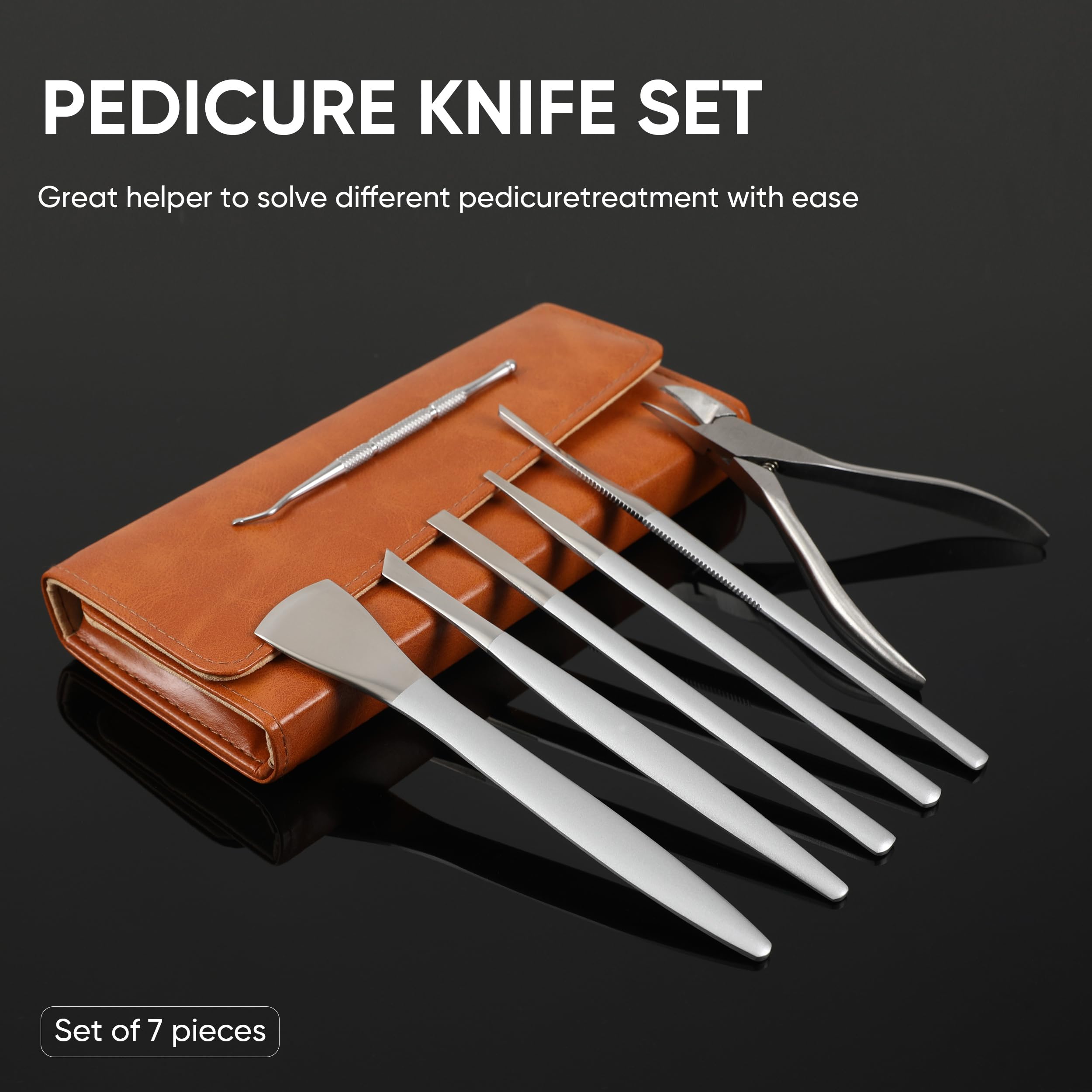 7-Piece Professional Manicure & Pedicure Set - Stainless Steel Toenail Grooming Kit with Foot Blade & Sharp Clippers - Perfect for Home Nail Care, Salon Use & DIY Pedicures