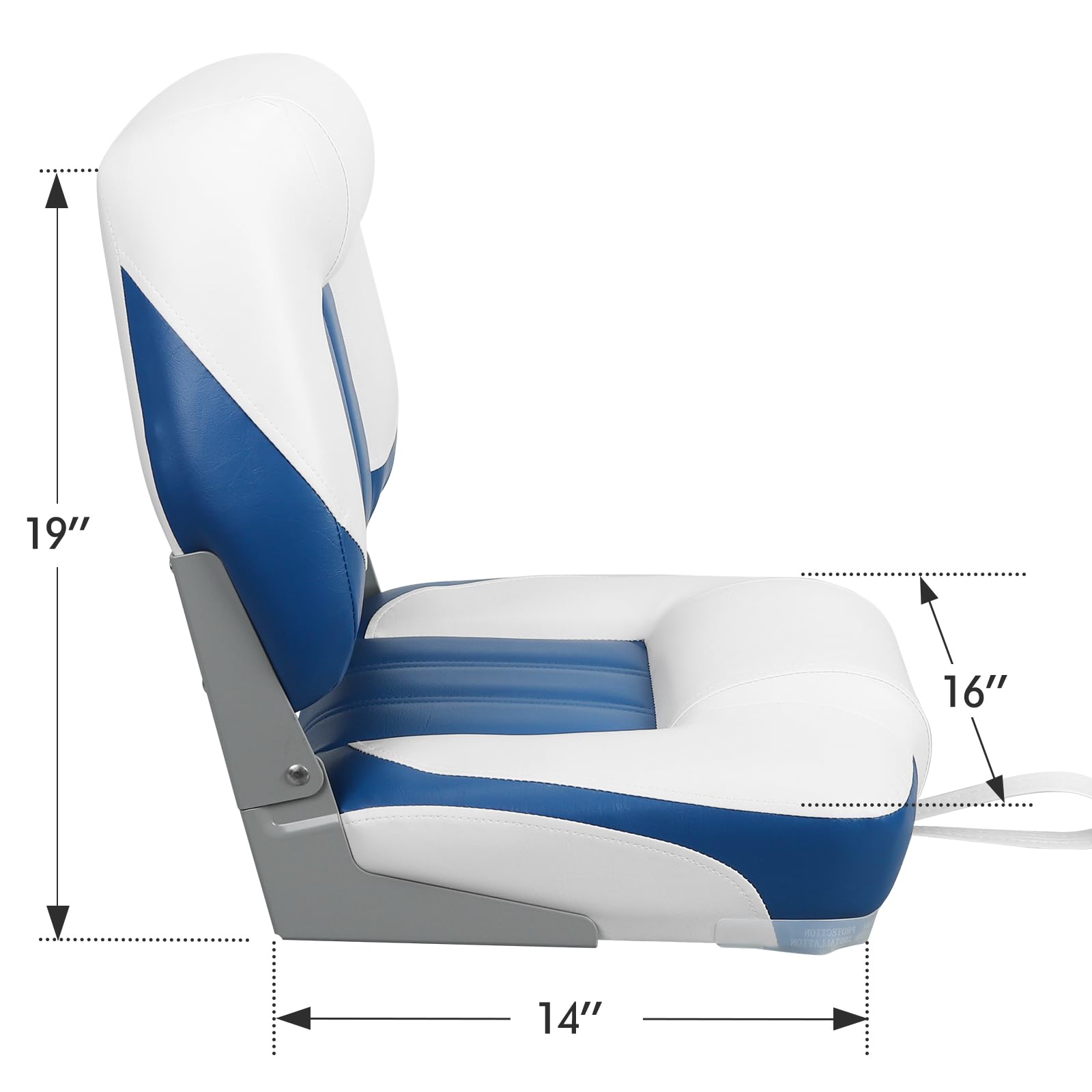 Premium Low Back Folding Boat Seat - 2 Pack White & Blue - Comfortable Fold-Down Fishing Seat for Boats, Kayaks & Pontoon - Ideal for Fishing, Relaxing & Water Sports