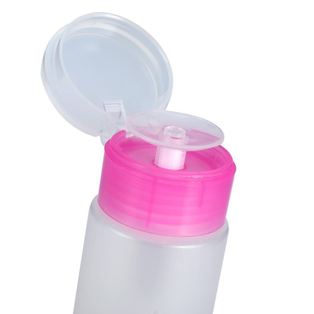 Lockable Push Down Pump Dispenser Bottle for Nail Polish & Makeup Remover - Leakproof Refillable Cosmetic Container (1-Pack) - Perfect for Salon, Travel & Home Nail Care Organization