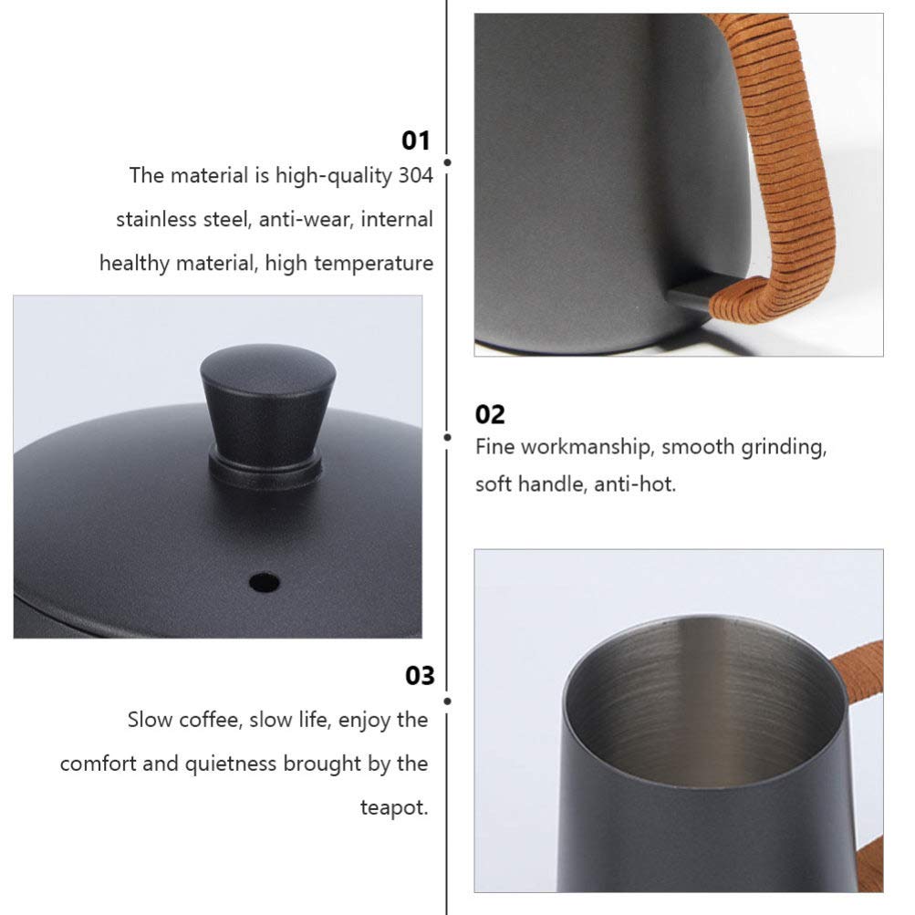 Cabilock 1-Piece Hand Pour Coffee Pot - Stainless Steel Drip Kettle for Pour Over Coffee, Tea Brewing & Hot Water - Perfect for Home, Office & Camping Use