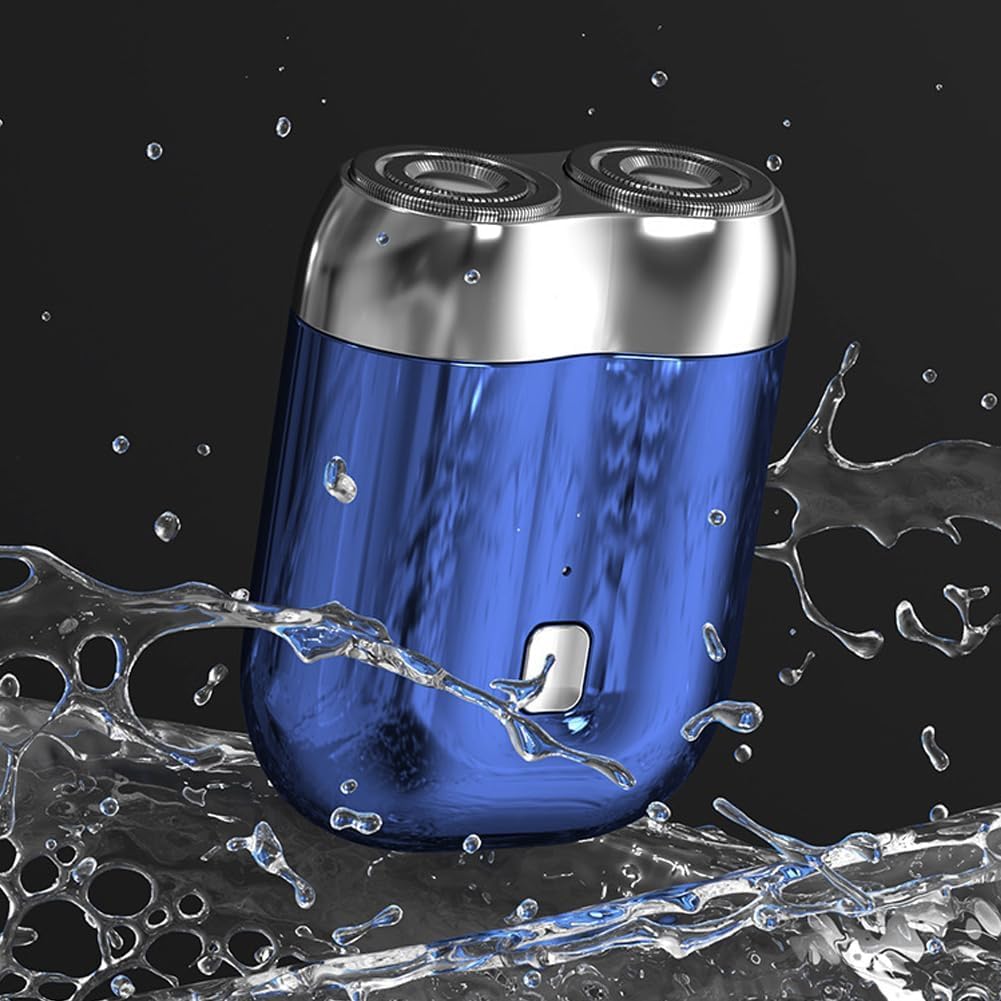Voalsz Electric Razor for Men - Mini Dual Head Shaver with Blue & Silver Design - Portable Travel & Home Use - Perfect for Quick Grooming & Daily Shaving - Ideal for Business Trips, Gym Bags & Home Bathroom - Great for Busy Professionals, Travelers & Home Use - Best for On-the-Go Grooming, Business Meetings & Travel Essentials