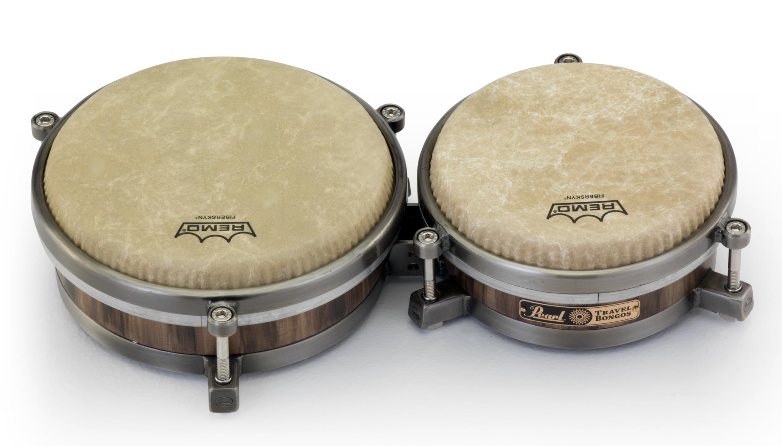 Pearl Travel Bongos Set - Traditional 7 & 8.5 Inch Hand Drums for Musicians | Portable Percussion Instrument for Camping, Beach & Live Performances