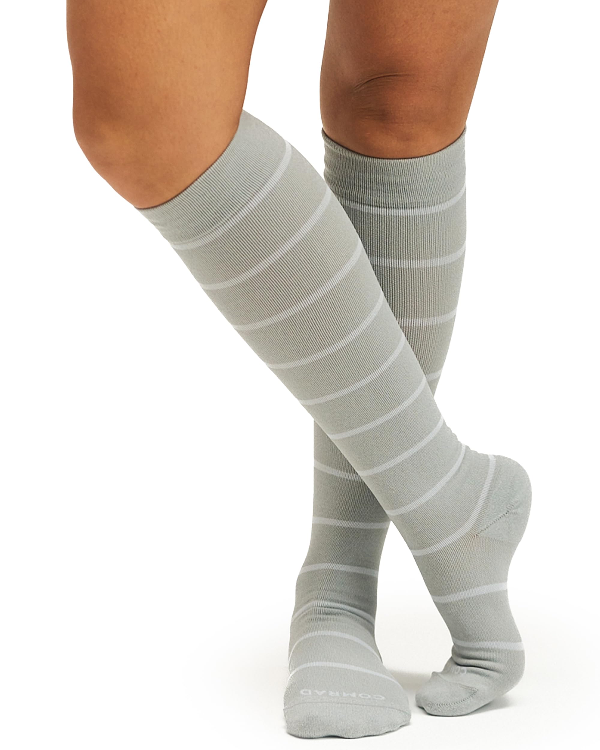Comrad Nylon Knee High Compression Socks 15-20mmHg - Soft Breathable Graduated Support Socks for Men & Women - Perfect for Running, Travel & Circulation Support