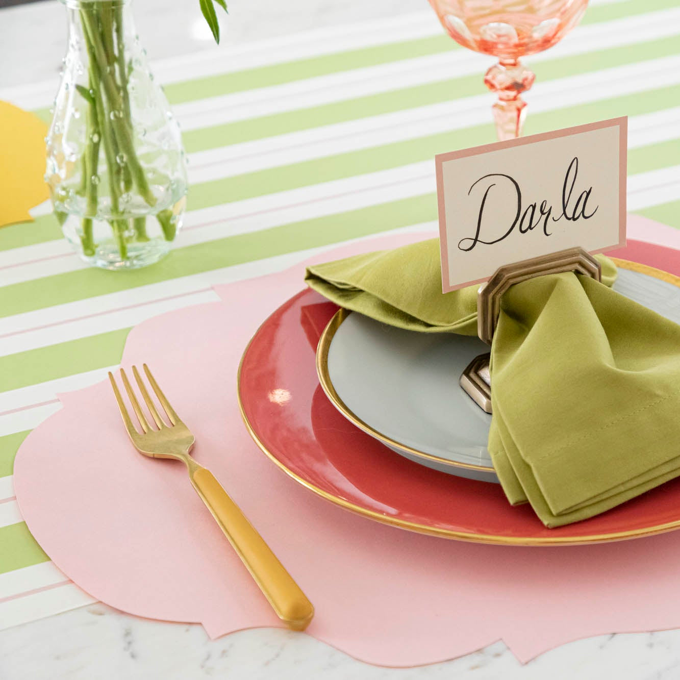 Elegant Pink French Frame Die-Cut Placemat for Dining Table - Perfect for Home Decor, Parties, and Special Occasions