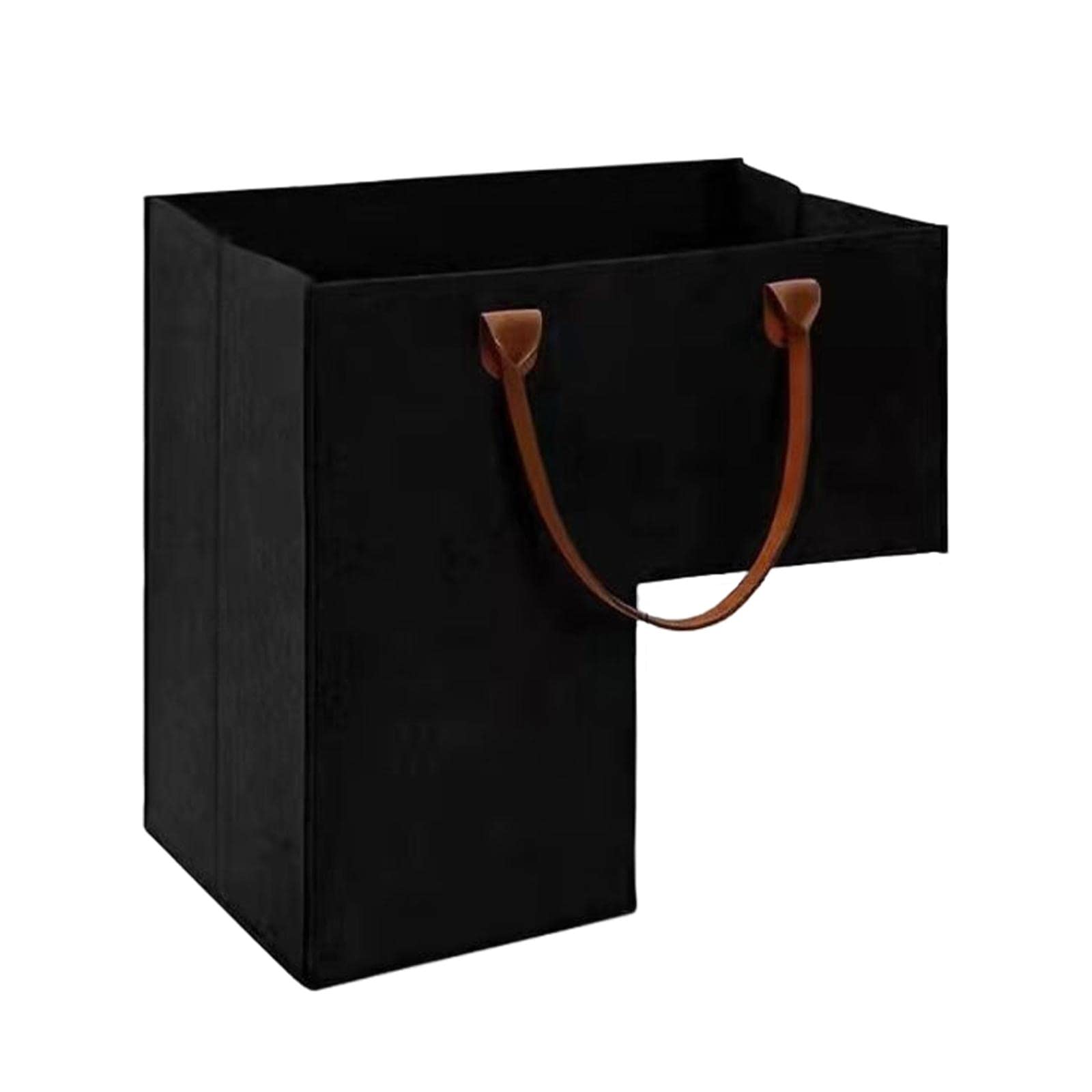 SM SunniFold Foldable Stair Basket with Leather Handle - Organizer for Carpeted & Wooden Stairs, Office Storage Solution | Space-Saving Home Decor for Staircase, Bedroom & Closet Organization