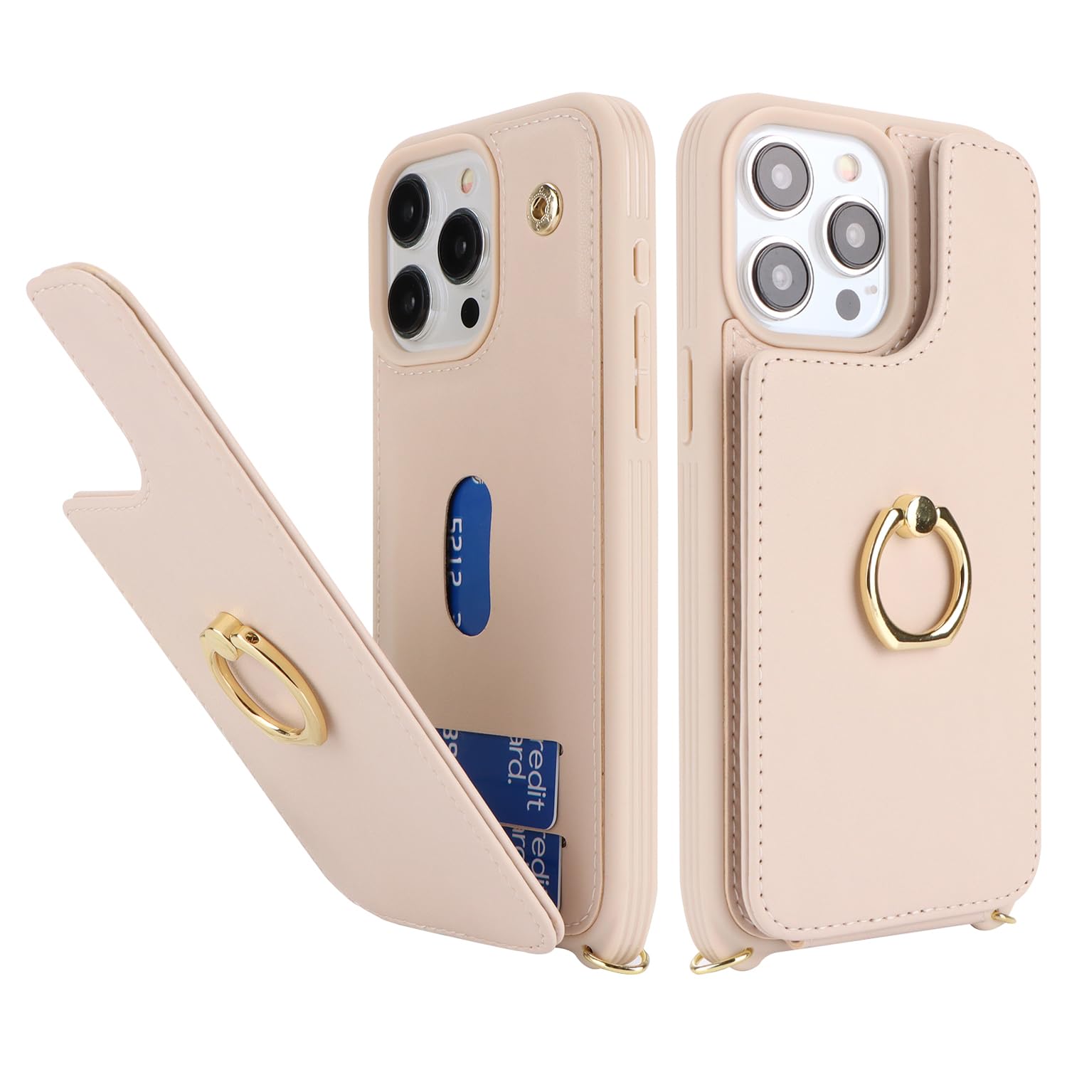 Premium iPhone 15 Pro Max Wallet Case with Card Holder & Crossbody Strap - 6.7