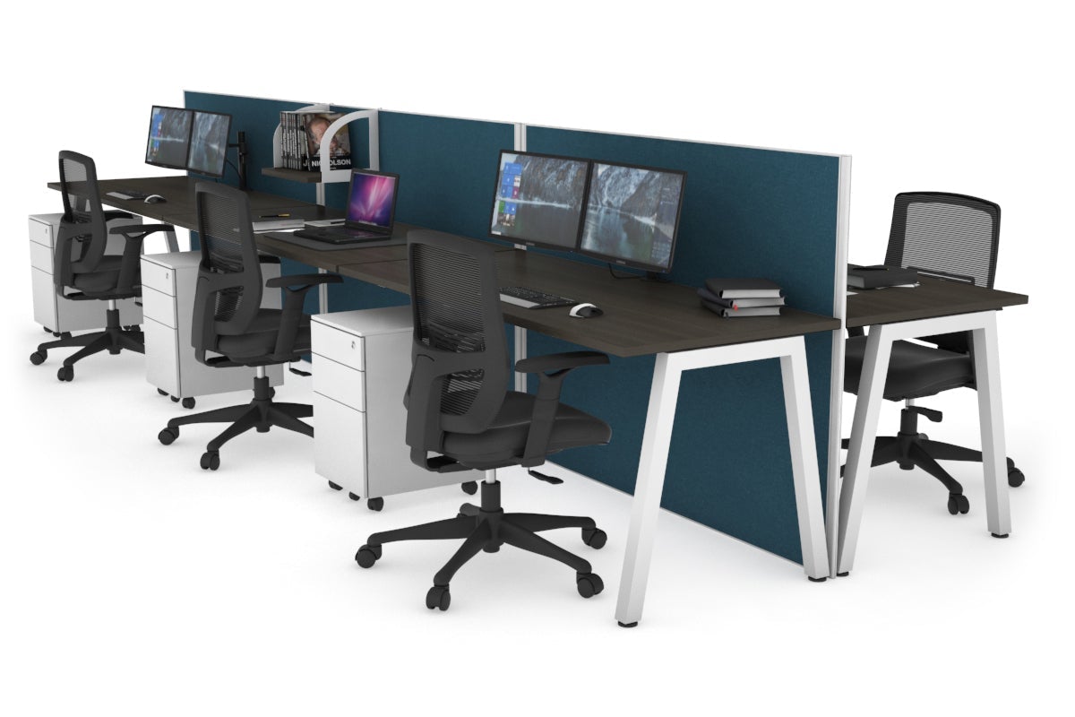 Horizon Quadro 6-Person Office Workstation Bench with A-Legs - 1400mm x 700mm (55