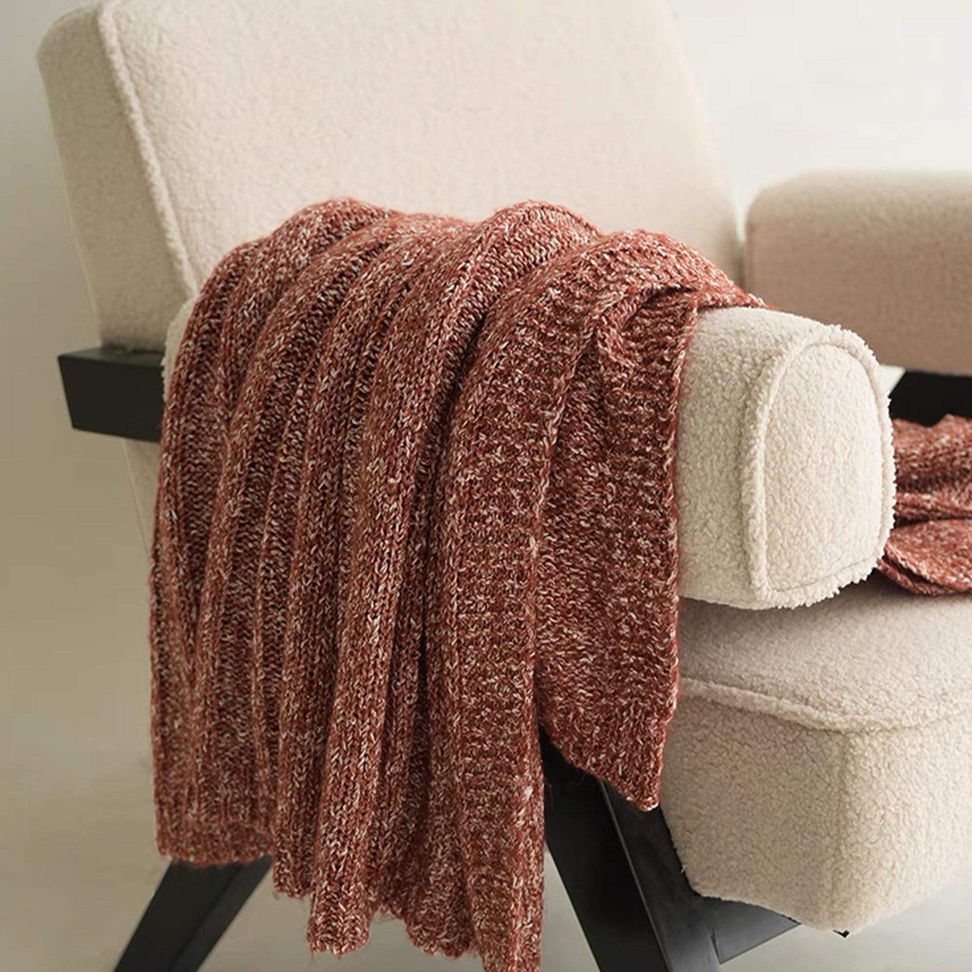 Soft & Cozy Ribbed Boucle Throw Blanket - Luxurious Knit Blanket for Couch, Bed & Sofa - Perfect for Winter Nights, Movie Time & Home Decor