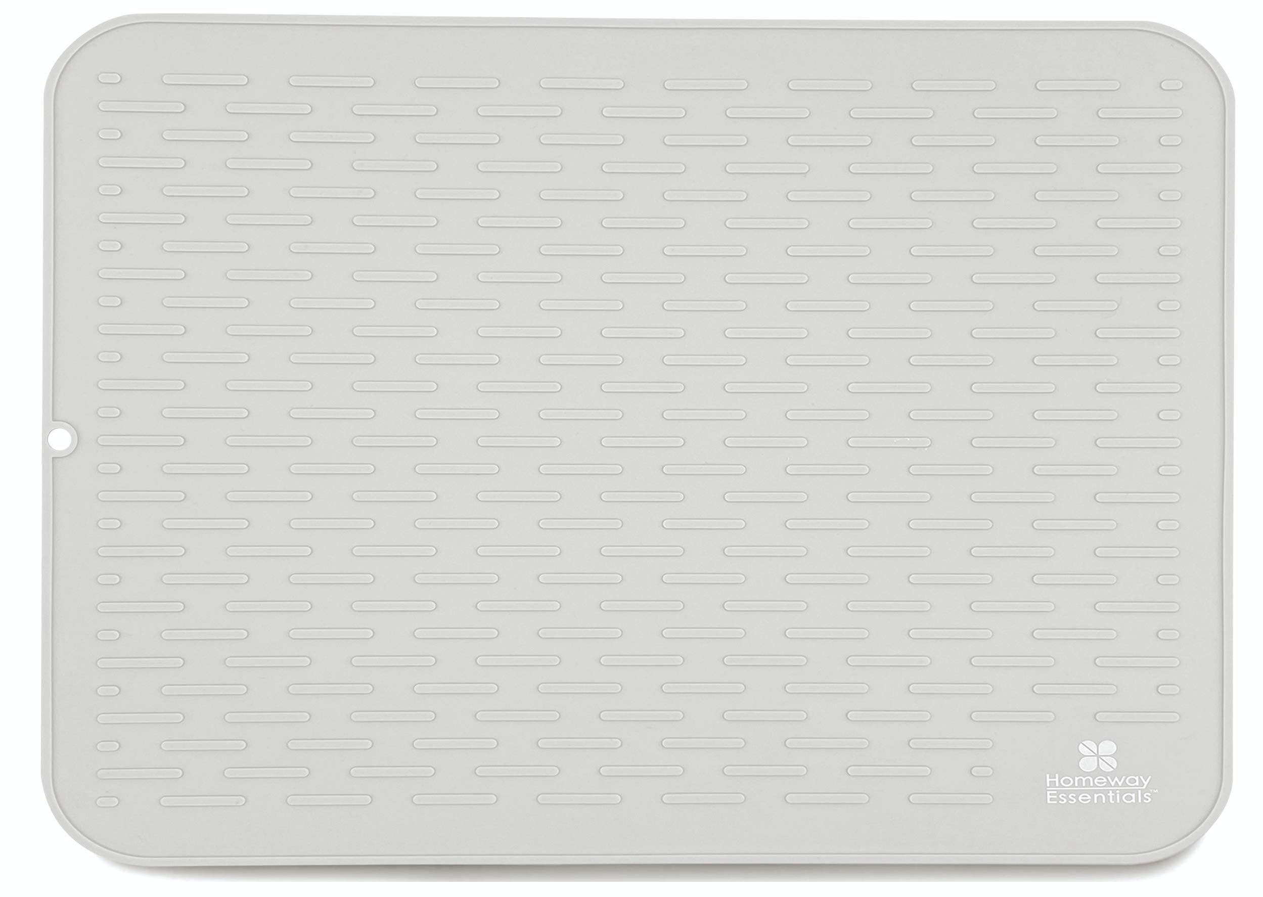 Premium Silicone Dish Drying Mat 17x15 Inches - Large Non-Slip Kitchen Countertop Mat, Sink Liner & Heat Resistant Trivet for Dishes, Cups & Cookware - Light Grey (Perfect for Drying, Draining & Protecting Countertops)