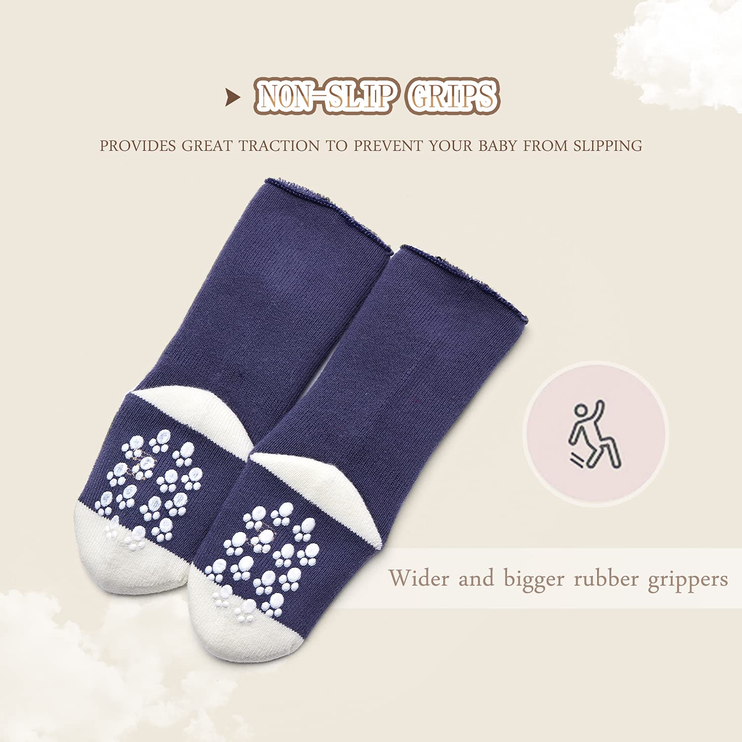 **Non-Slip Baby Socks for Boys & Girls – 6 Pack Warm Winter Socks with Grips for Crawling & Walking – Cozy Anti-Skid Socks for Infants & Toddlers**    *(Perfect for Indoor Play, Cold Weather, and Early Steps – Soft & Safe for Little Feet!)*