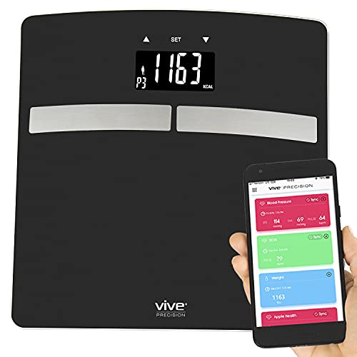 Vive Smart Digital Body Composition Scale - Accurate Weight, BMI, Fat, Muscle & Water Percentage Analyzer for iOS & Android | Bathroom & Gym Fitness Tracking for Bodybuilding, Weight Loss & Health Monitoring