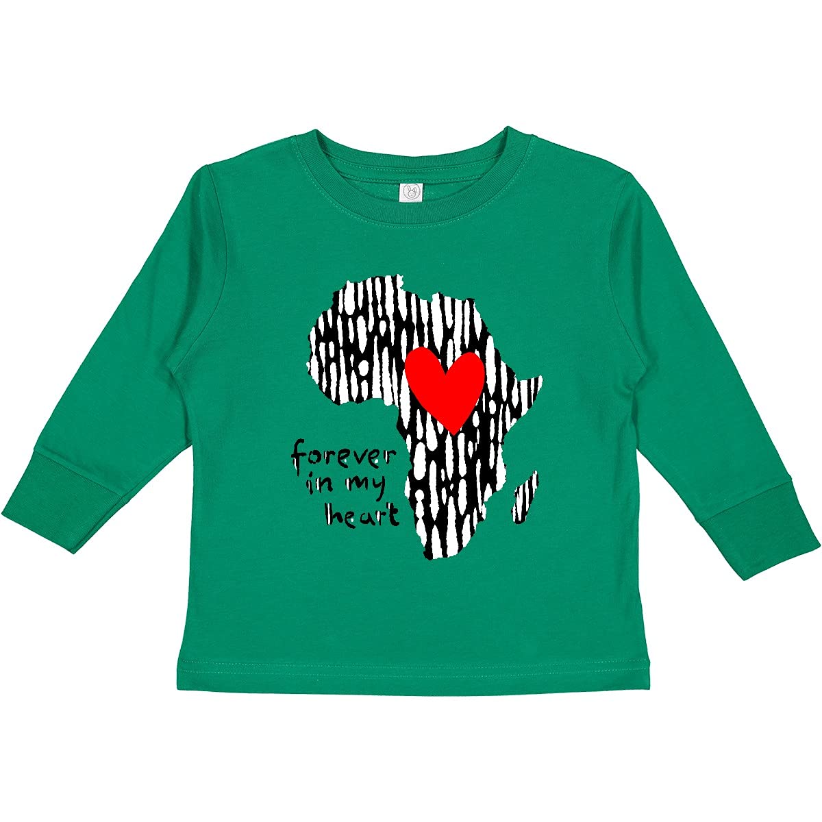 Inktastic Black History Month Forever in My Heart Toddler Long Sleeve T-Shirt - African American Heritage Apparel for Kids, Comfortable Cotton Tee for School, Family Events & Celebrations