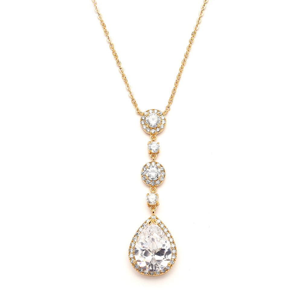Elegant Mariell Bridal Wedding Necklace - CZ Crystal Drop Pendant Jewelry for Bride, Bridesmaid, Prom & Mother of the Bride | Perfect for Weddings, Formal Events & Special Occasions