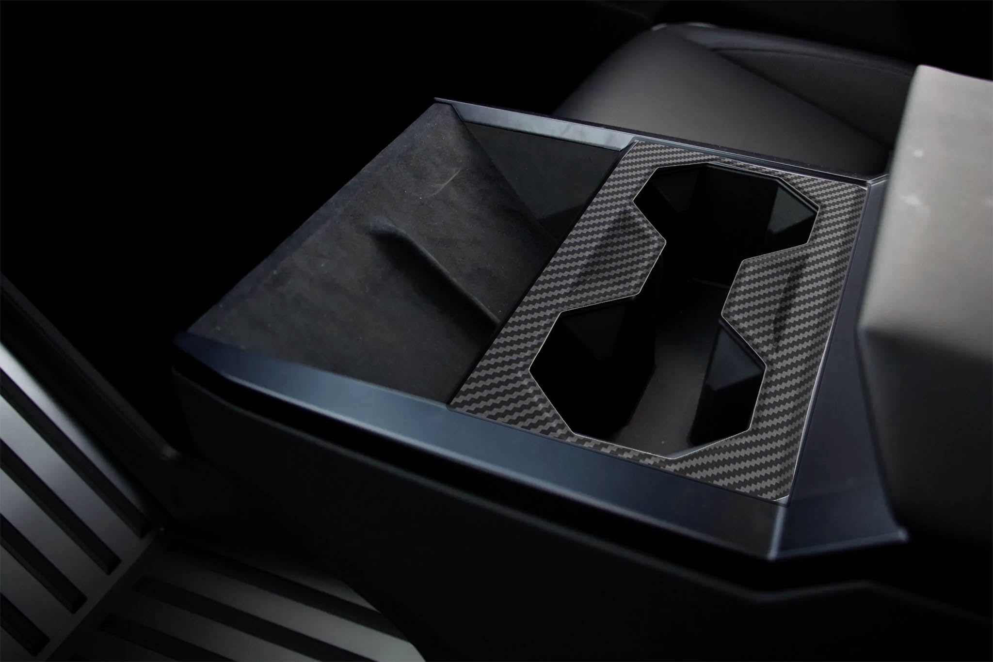 Cybertruck Center Console Carbon Fiber Cup Holder Trim Cover - ABS Plastic Accessory for Tesla Model Accessories - Perfect for Car Interior Upgrade & Customization