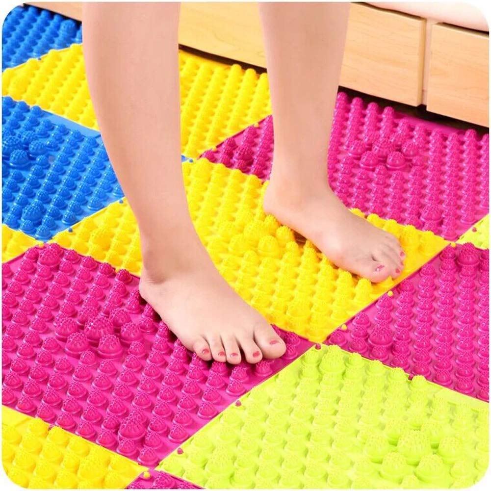 Acupressure Foot Massage Mat with Reflexology Points - 2 Pack Anti-Slip Yoga & Bathroom Mats for Pain Relief, Stress Relief & Improved Circulation - Perfect for Home Spa, Post-Workout Recovery & Relaxation (Yellow)