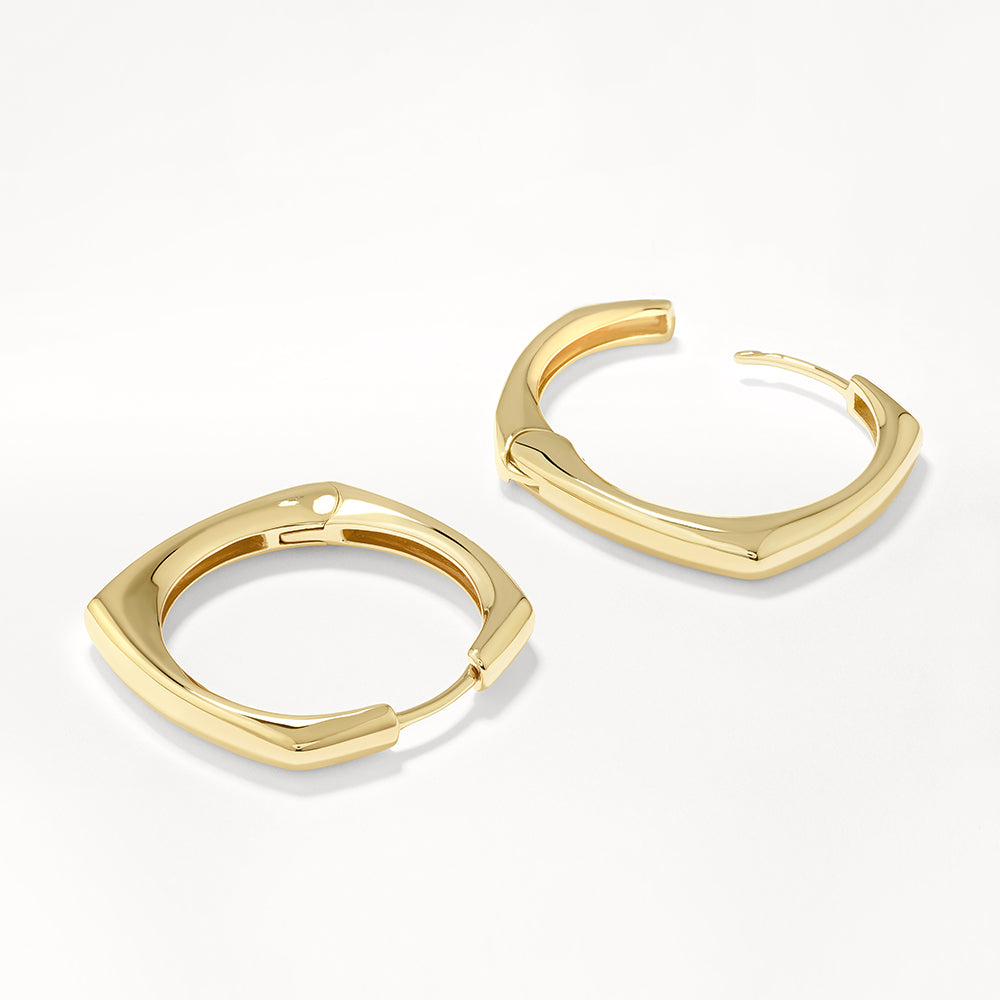 Gold Maxi Square Edge Hoops - Elegant Chunky Statement Earrings for Women | Perfect for Parties, Weddings & Everyday Wear