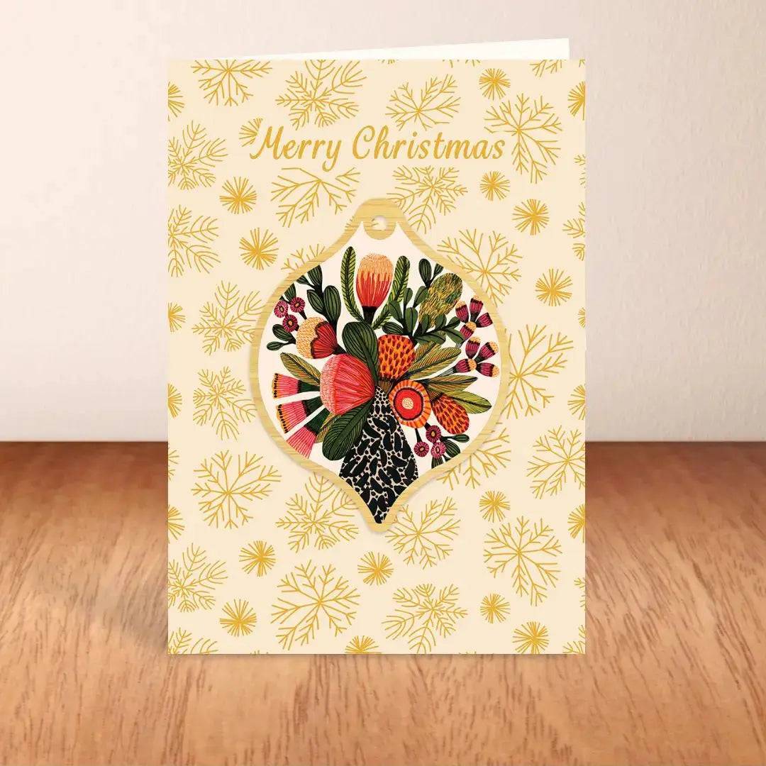 Australian Native Flowers Christmas Card & Bauble - Eco-Friendly Holiday Greeting Card with Floral Ornament for Xmas Tree Decorations | Perfect for Holiday Gifts, Home Decor & Festive Celebrations