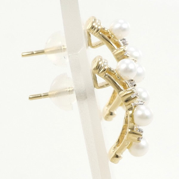 14K Yellow Gold Pearl and Diamond Stud Earrings for Women - Elegant Gift for Wedding, Anniversary & Special Occasions