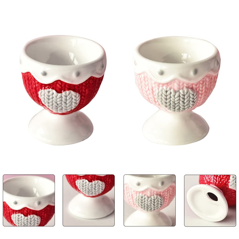 2-Pack Stainless Steel Egg Cups - Elegant Metal Egg Holders for Easter Decor, Kitchen Storage & Table Display - Durable Porcelain Egg Trays for Home, Restaurant & Party Serving