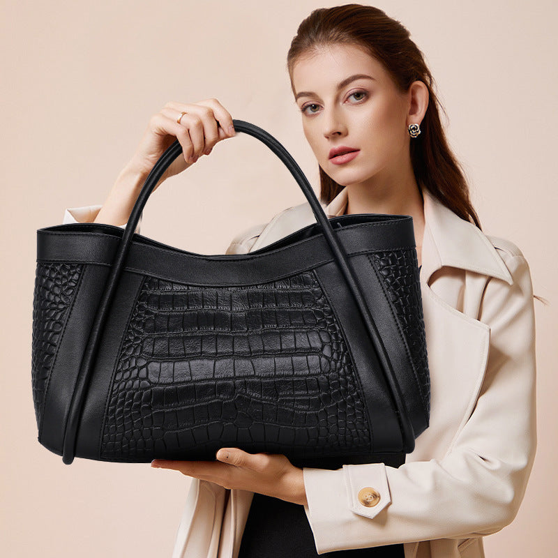 Genuine Leather Tote Bag for Women - Large Capacity Shoulder Bag & Crossbody Purse - Perfect for Work, Travel, and Everyday Use