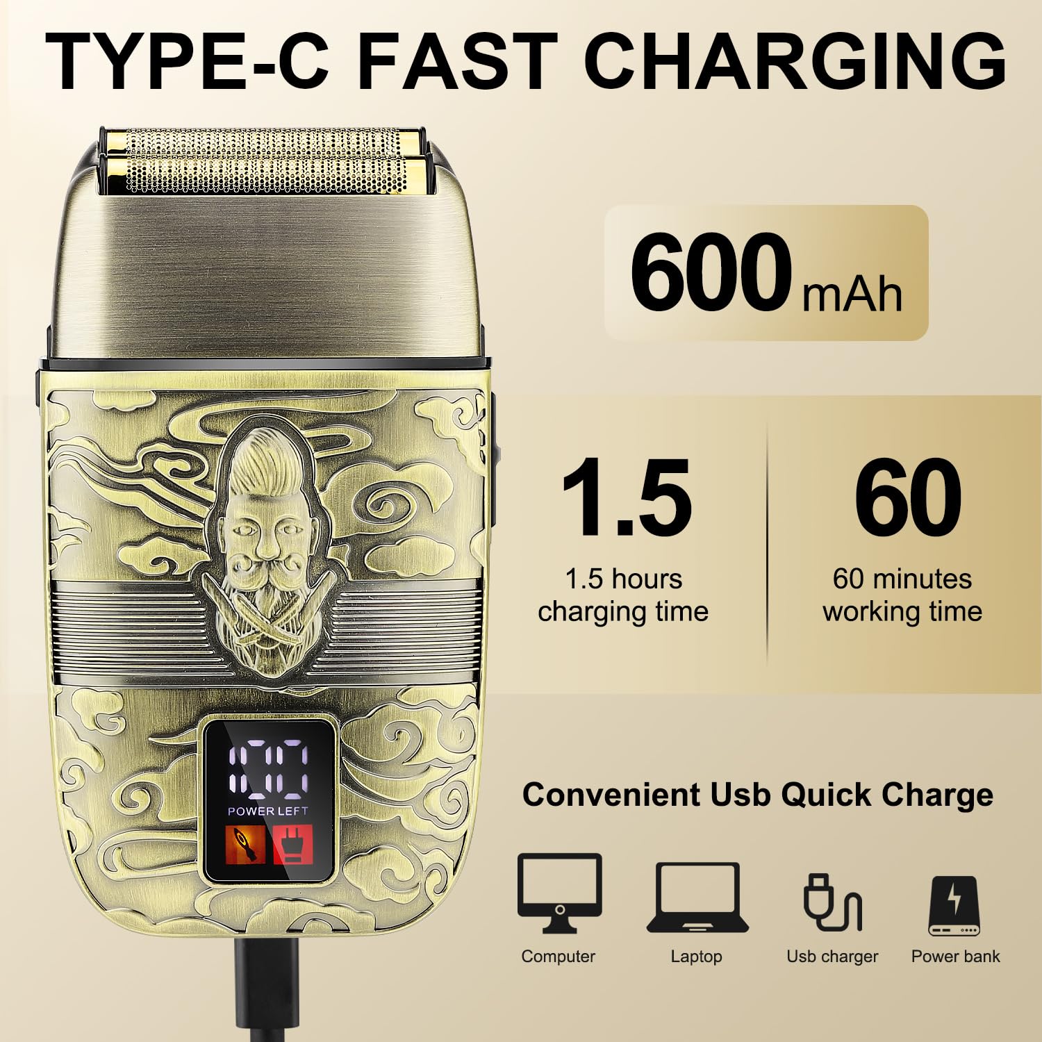 Suttik Electric Foil Shaver for Men - Bald Head & Beard Trimmer with Close Cutting Technology | Perfect for Travel, Home & Office Use