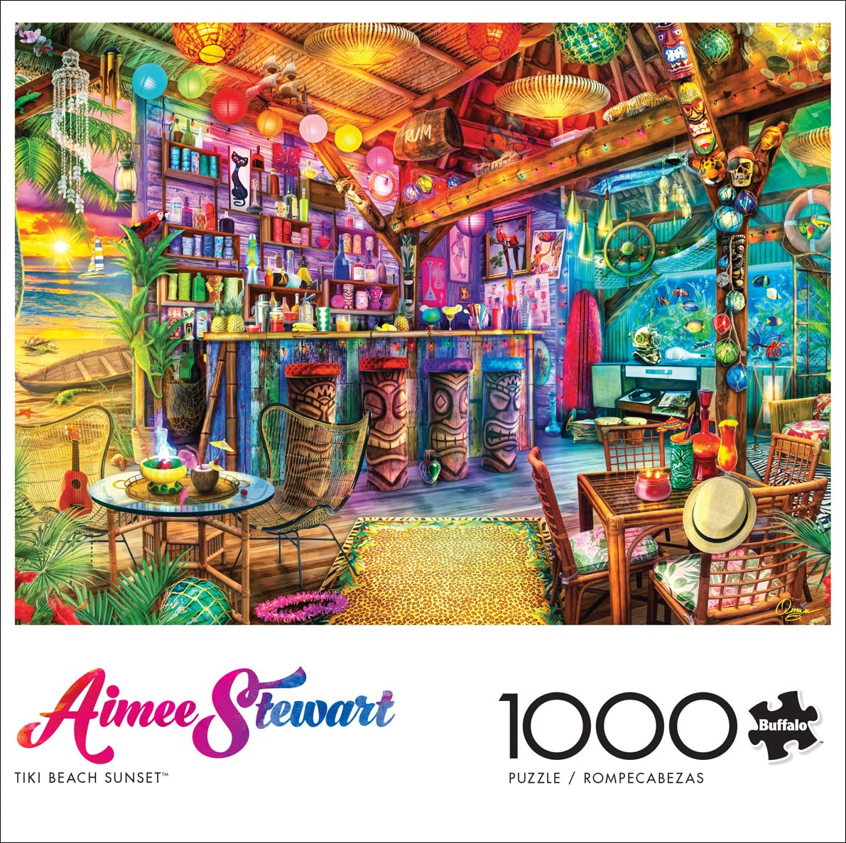 Buffalo Games 1000-Piece Tiki Beach Sunset Puzzle for Adults & Teens