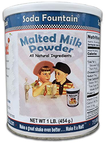 Premium Malted Milk Powder 1 lb Canister - Rich Flavor for Homemade Ice Cream, Milkshakes & Baking - Ideal for Desserts, Smoothies & Vintage Soda Fountain Recipes