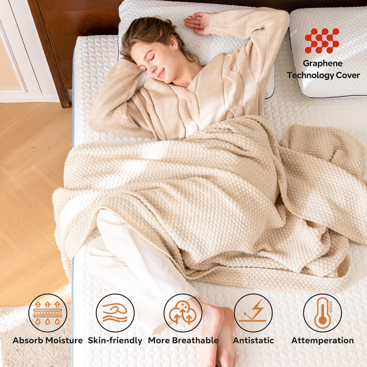 10 Inch Queen Memory Foam Mattress in a Box - Gel-Infused Cooling Technology, Breathable Cover, Made in USA - 60