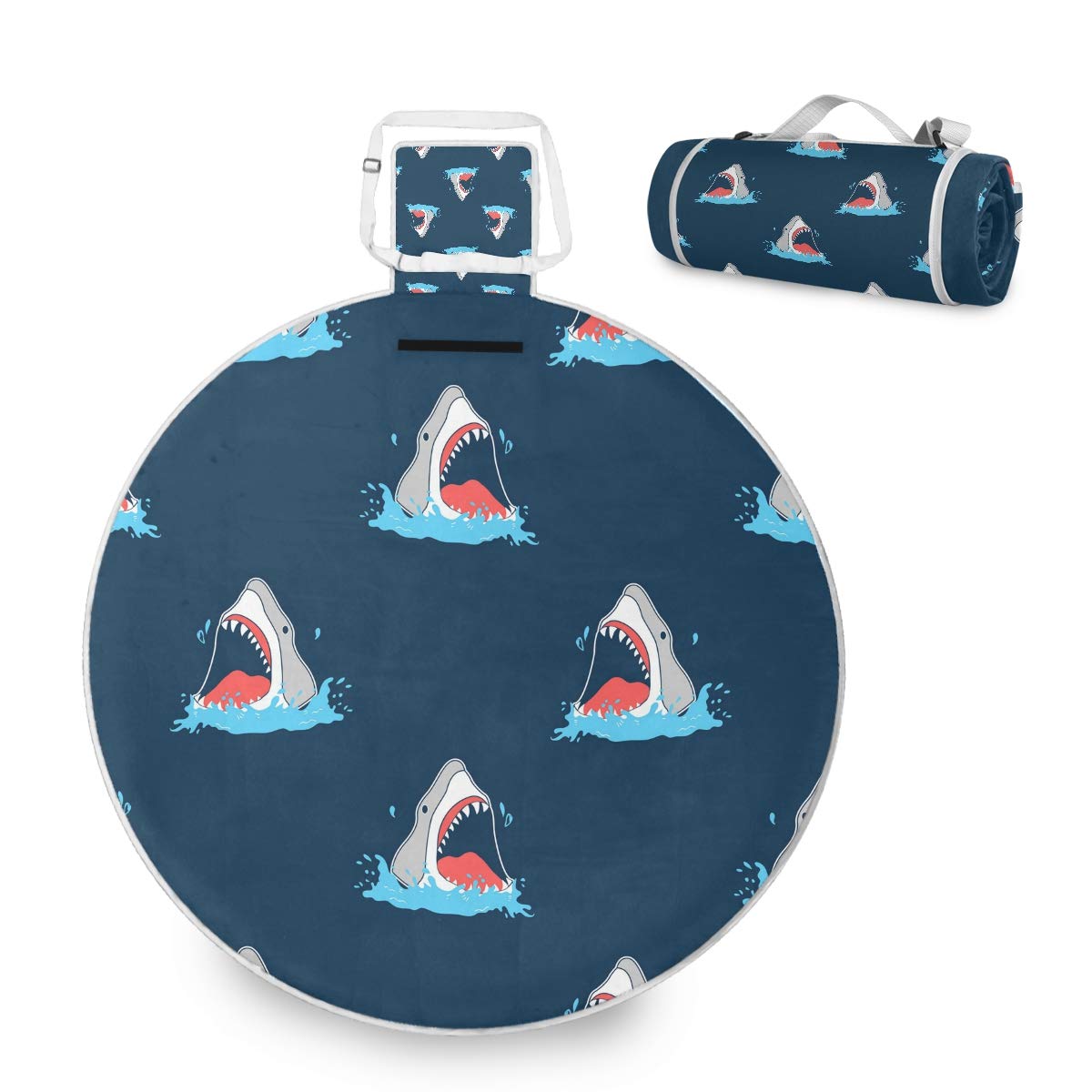 Waterproof Picnic Blanket - Sandproof Outdoor Beach Mat for Camping, Lawn & Picnics | Portable & Packable Shark Design Blanket for Beach, Park, and Backyard Gatherings