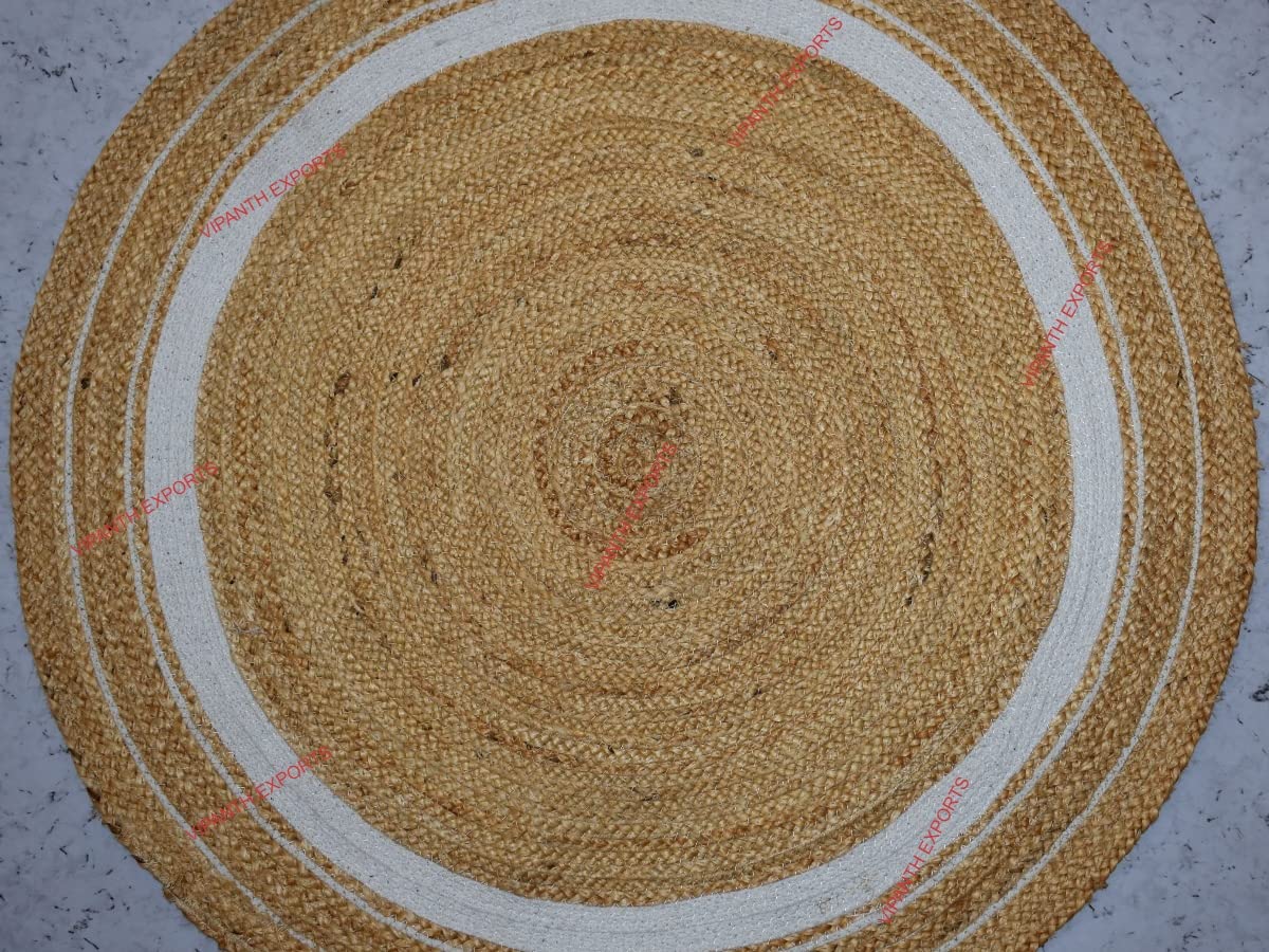 Vipanth Natural Jute Rug - Hand Braided Round Area Rug 72