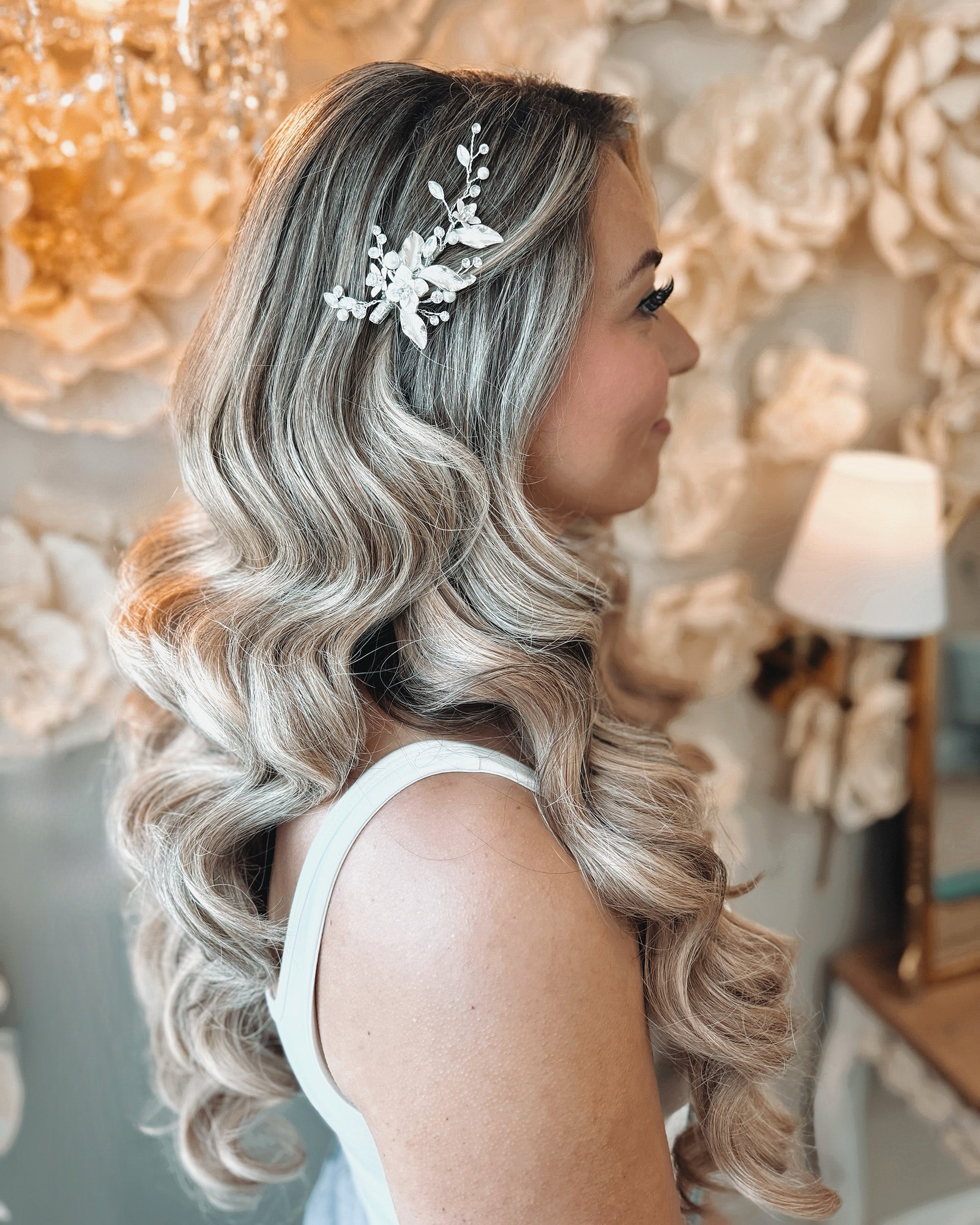 Elegant Petite Pearl & Floral Hair Clip for Women - Delicate Hair Accessories for Bridal, Wedding, Party & Everyday Wear