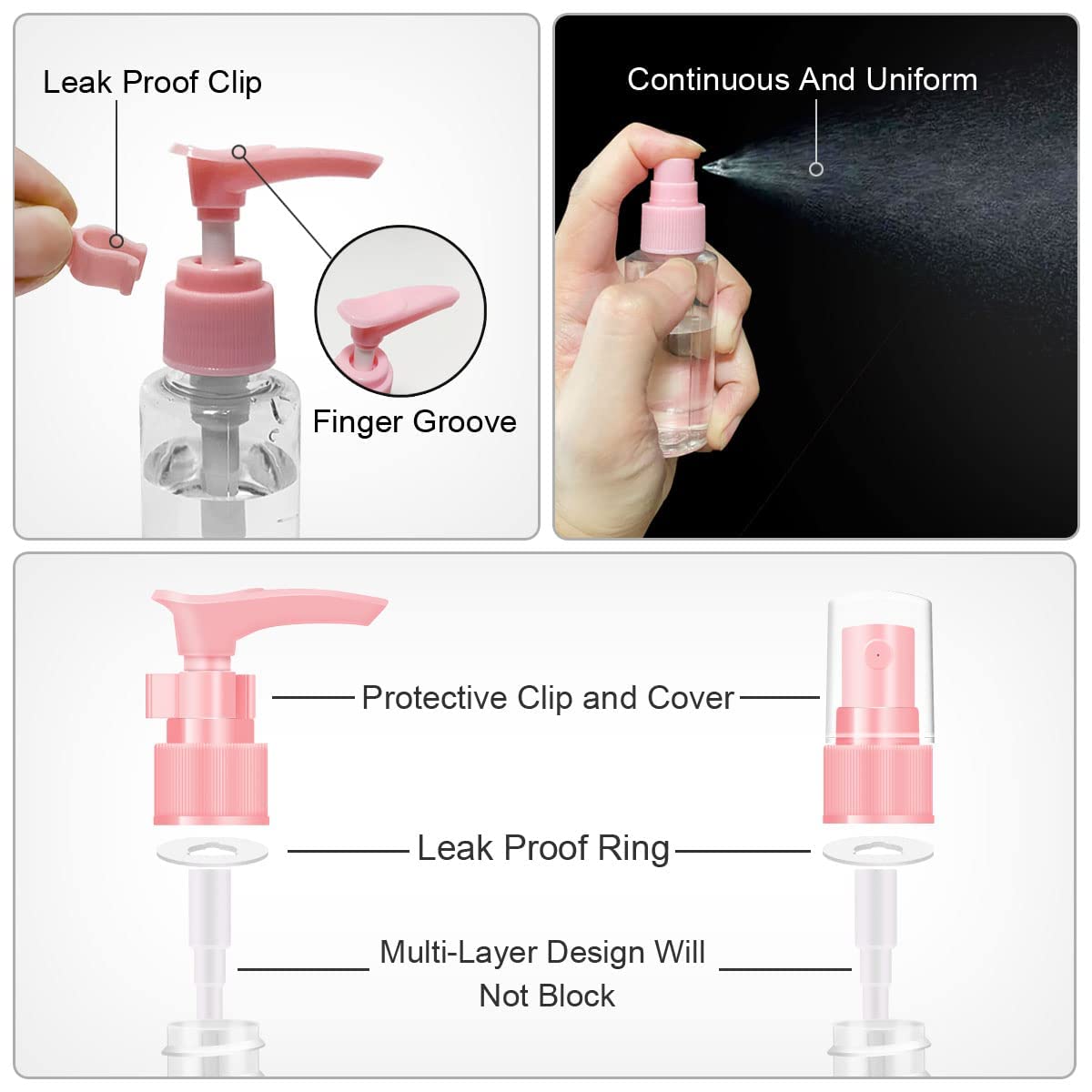 ITATIOLFY TSA Approved Travel Size Bottle Set - Leak-Proof Silicone & Plastic Containers for Shampoo, Body Wash & Liquids | Refillable Squeeze & Spray Bottles | Perfect for Air Travel, Gym, Camping & Toiletries Organization