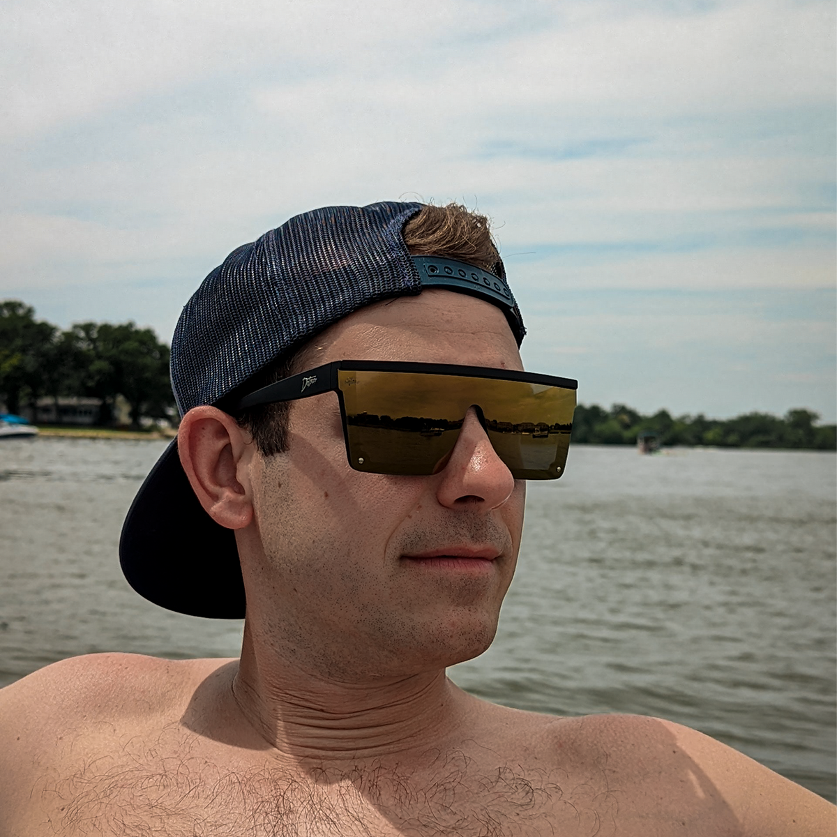 Tidal Wave Matte Black Polarized Sunglasses with 24K Gold Lens - Stylish UV Protection for Outdoor Sports & Driving