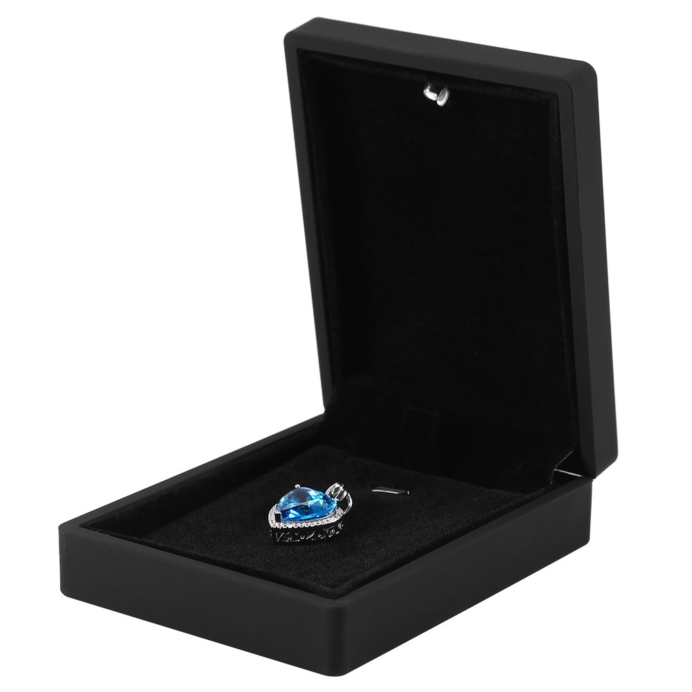 LED Jewelry Gift Box with 4 Types of Lighted Displays - Ring, Pendant, Bracelet & Necklace Storage Case with LED Lights for Wedding, Engagement, Valentine's Day Gifts (Black Pendant Box) - Perfect for Jewelry Shops, Boutique Displays & Romantic Gift Presentations