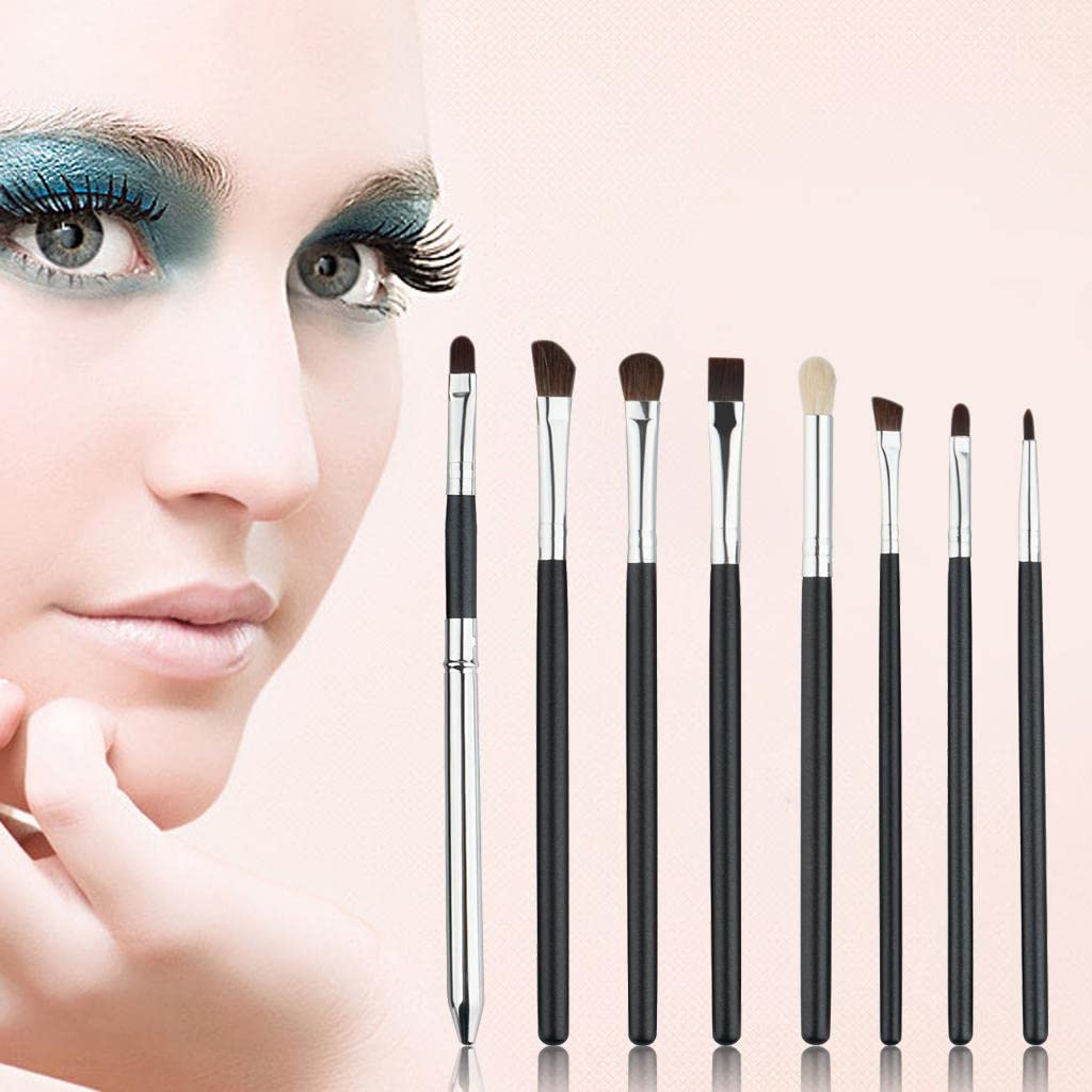 Premium 8-Piece Makeup Brush Set - Powder, Foundation, Eyeshadow, Eyeliner & Lip Brushes with Silver Handles | Professional Cosmetic Brush Kit for Flawless Makeup Application | Perfect for Daily Use, Travel & Makeup Artists
